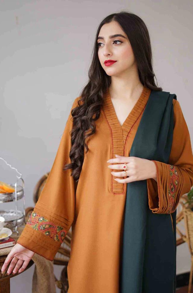 Aisling  - 3PC Dhanak Embroidered Suit - USME-014019
