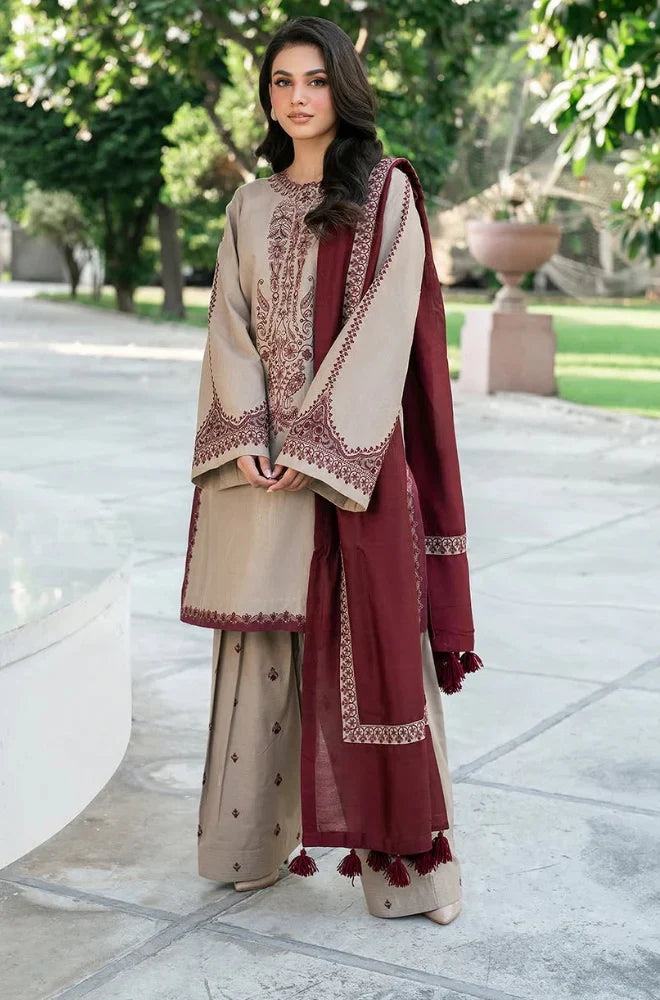 Baroque - 3PC Lawn Embroidered Suit - USME-011055