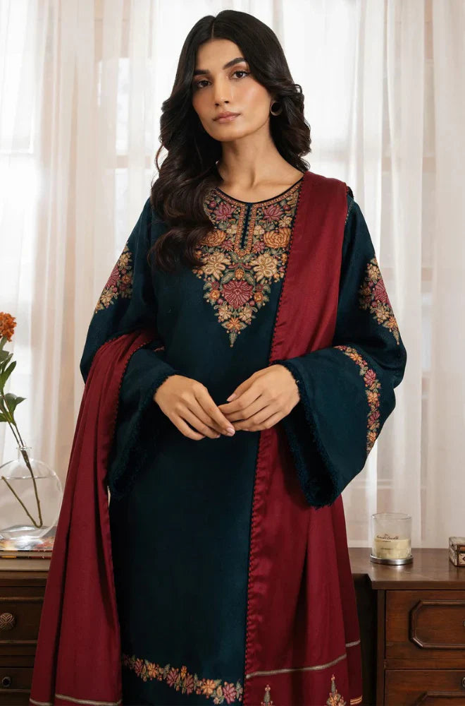 Jazmin - 3PC Dhanak Embroidered Suit - USME-015060