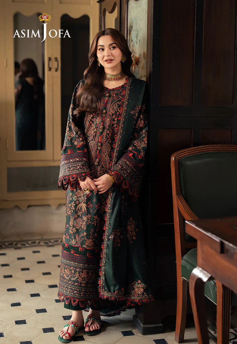 ASIM JOFA - 3PC Luxury Dhanak Embroidered Suit - USME-015028
