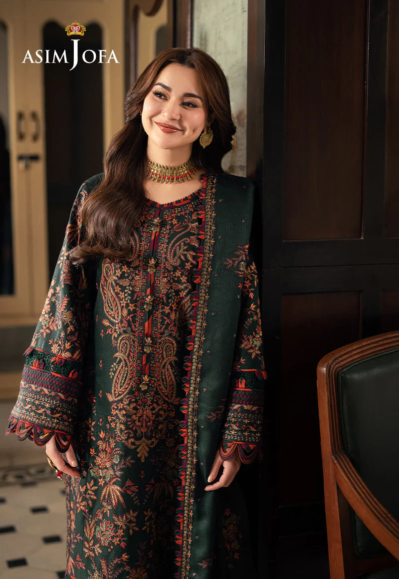 ASIM JOFA - 3PC Luxury Dhanak Embroidered Suit - USME-015028