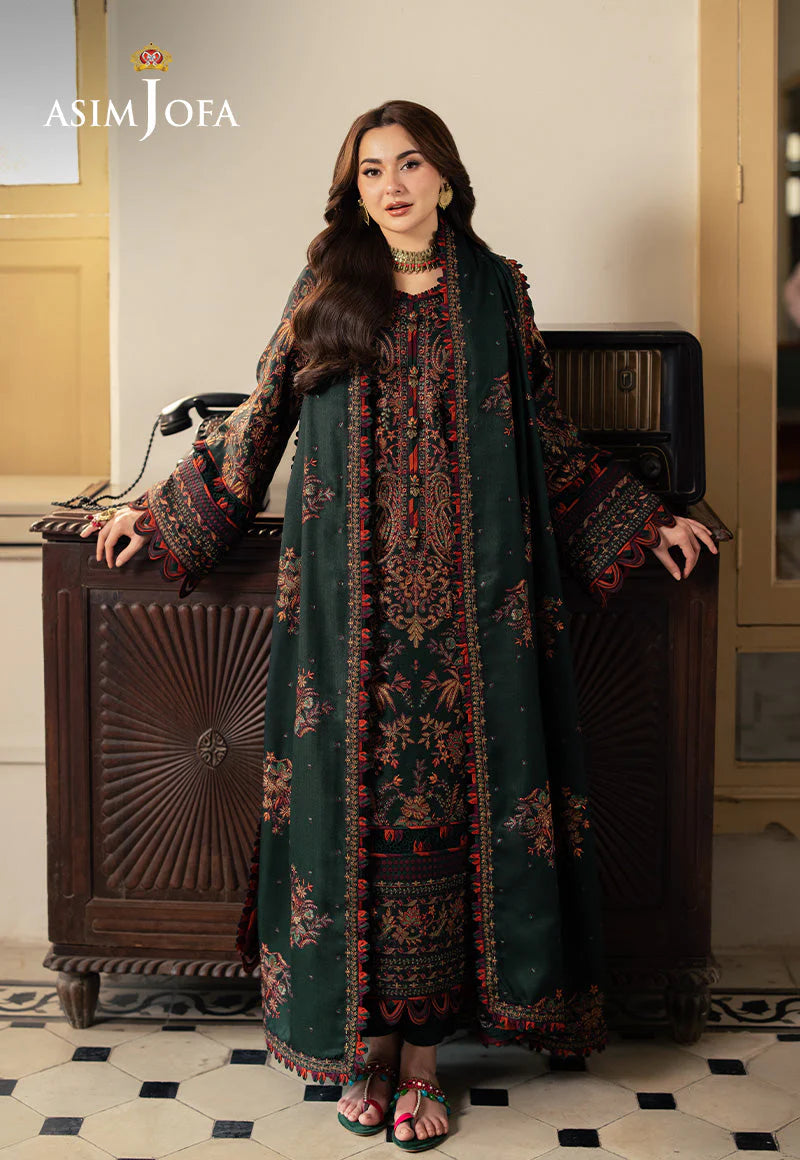 ASIM JOFA - 3PC Luxury Dhanak Embroidered Suit - USME-015028