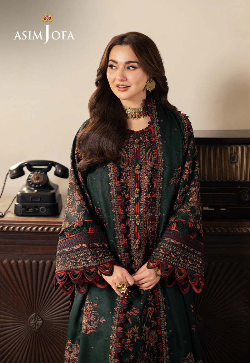 ASIM JOFA - 3PC Luxury Dhanak Embroidered Suit - USME-015028