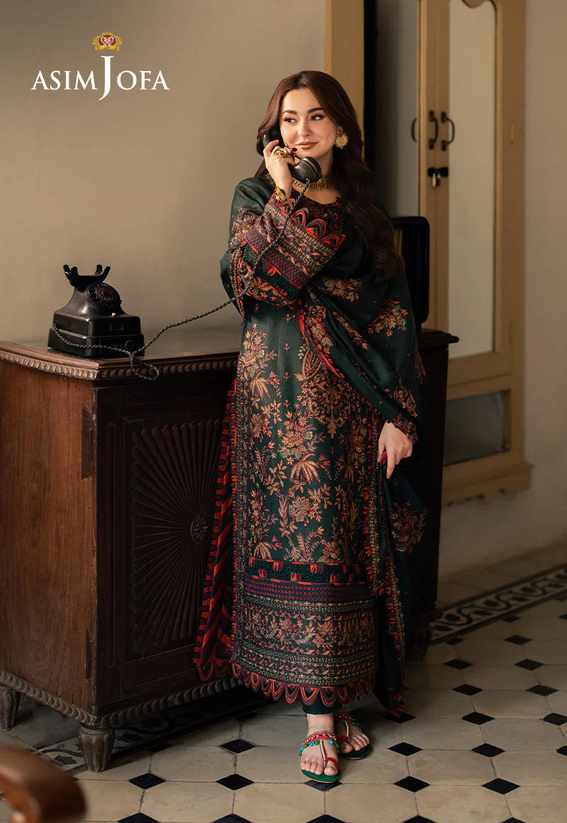 ASIM JOFA - 3PC Luxury Dhanak Embroidered Suit - USME-015028