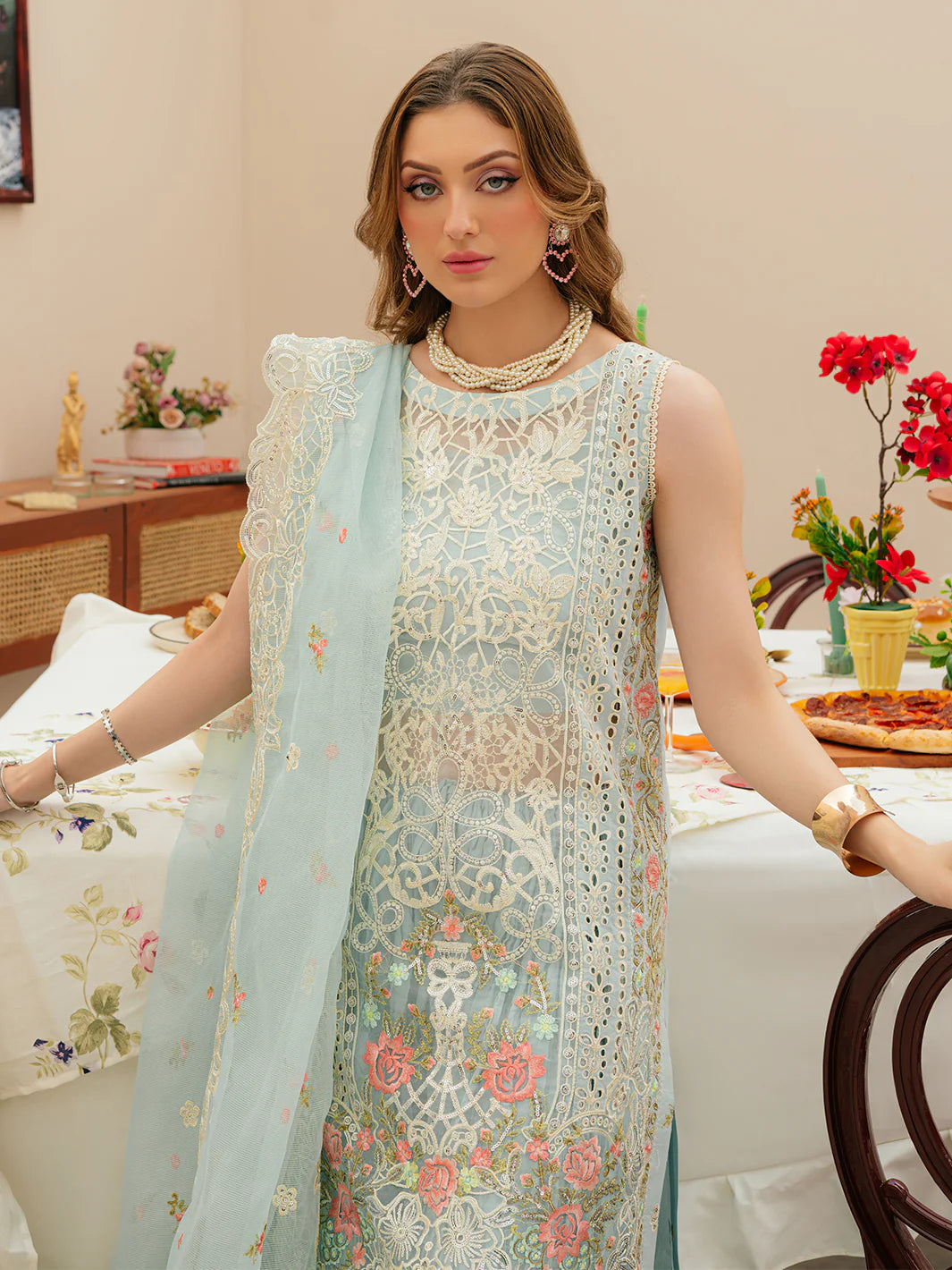 MAH NUR - 3PC Lawn Embroidered Suit - USME-012036