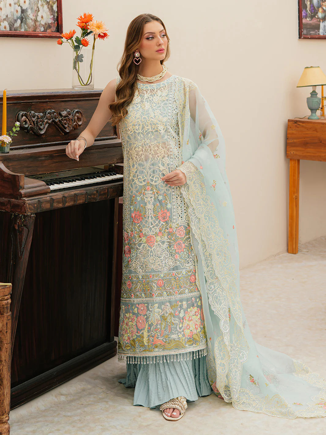 MAH NUR - 3PC Lawn Embroidered Suit - USME-012036