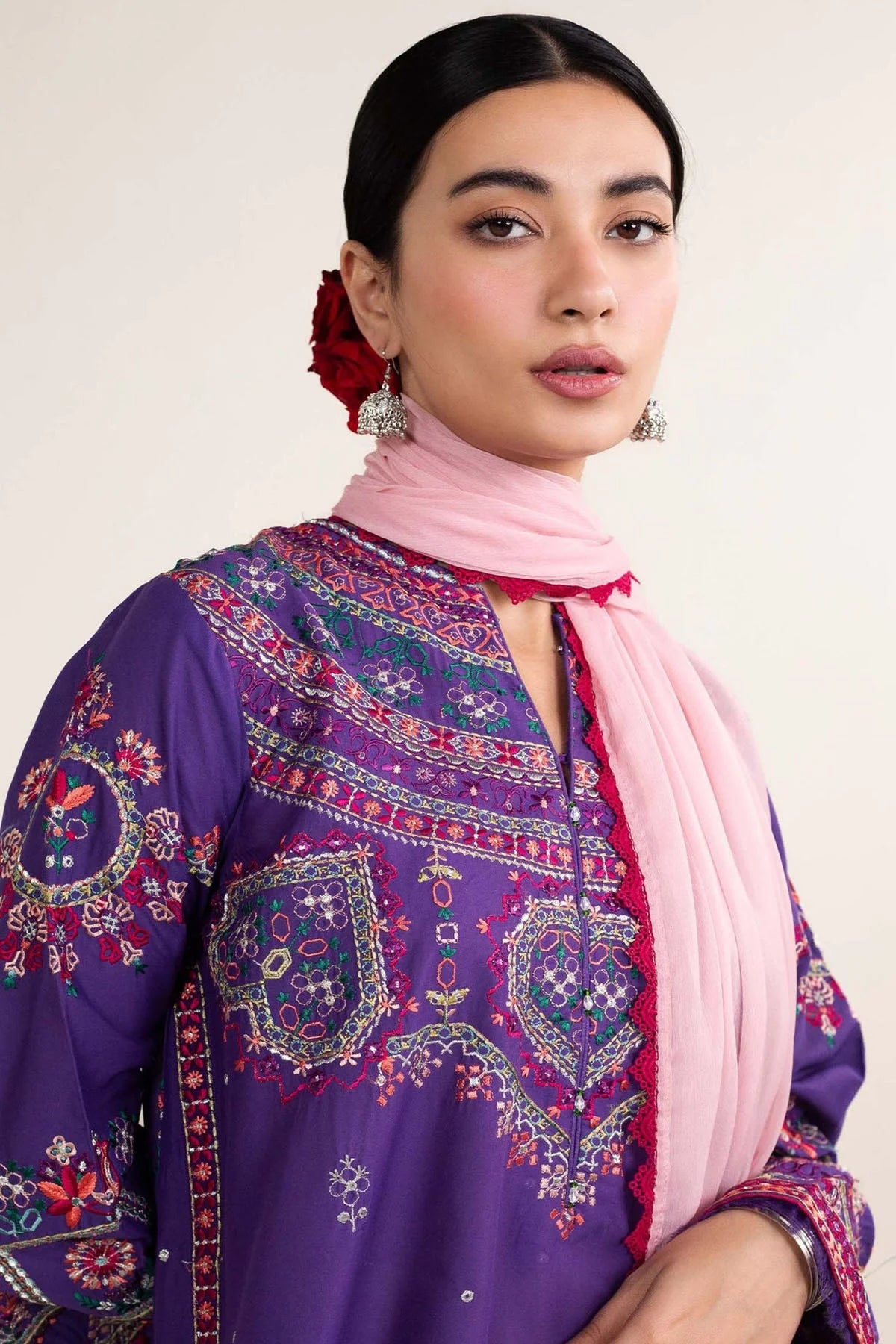Zara Shah Jahan - Dhanak 3PC Embroidered Suit - USME-015048