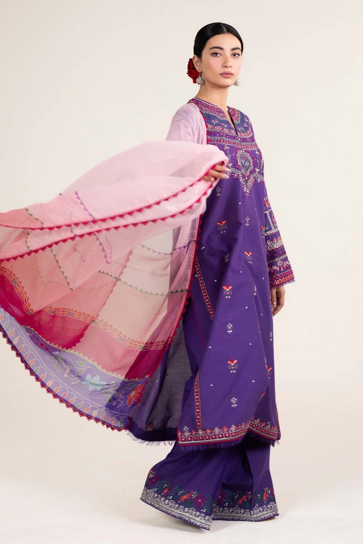 Zara Shah Jahan - Dhanak 3PC Embroidered Suit - USME-015048