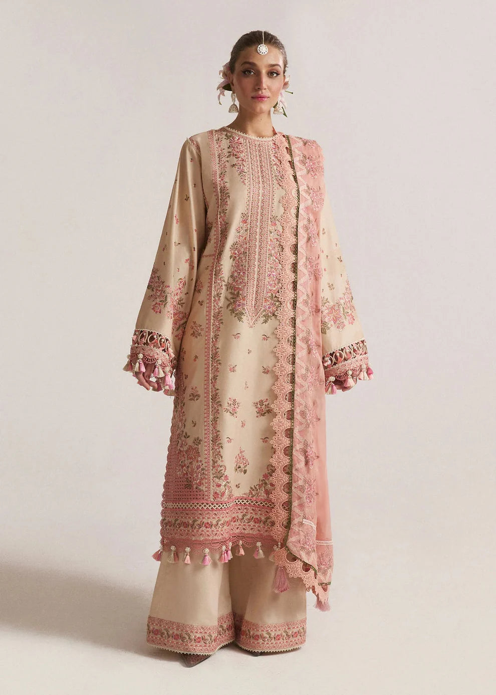 Hussain Rehar - 3PC Luxury Dhanak Embroidered Suit - USME-014080