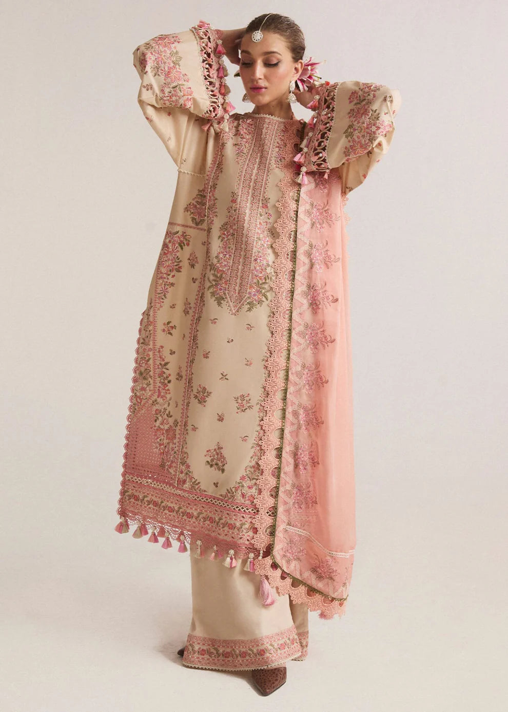 Hussain Rehar - 3PC Luxury Dhanak Embroidered Suit - USME-014080