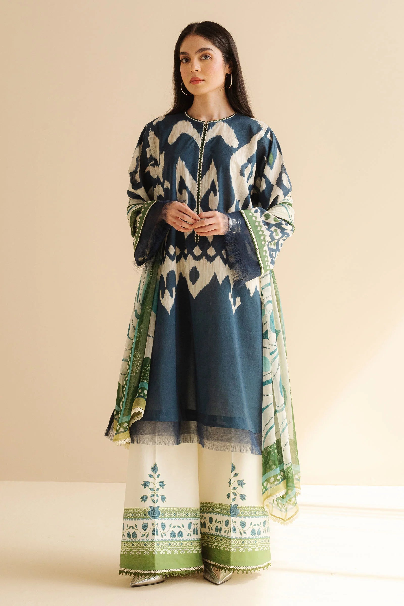 COCO BY Zarasha Jahan - 3PC  Lawn Digital Printed Suit - USME-013027