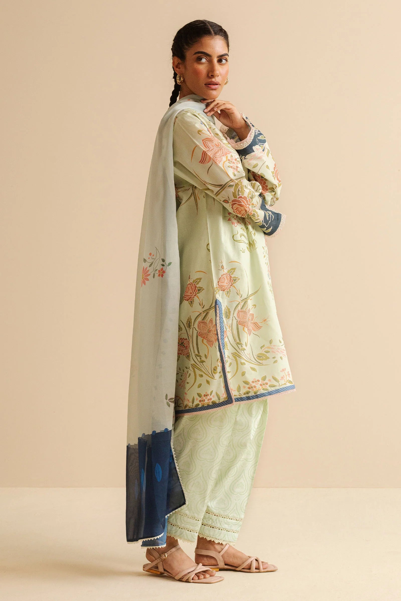 COCO BY Zarasha Jahan - 3PC  Lawn Digital Printed Suit - USME-013025