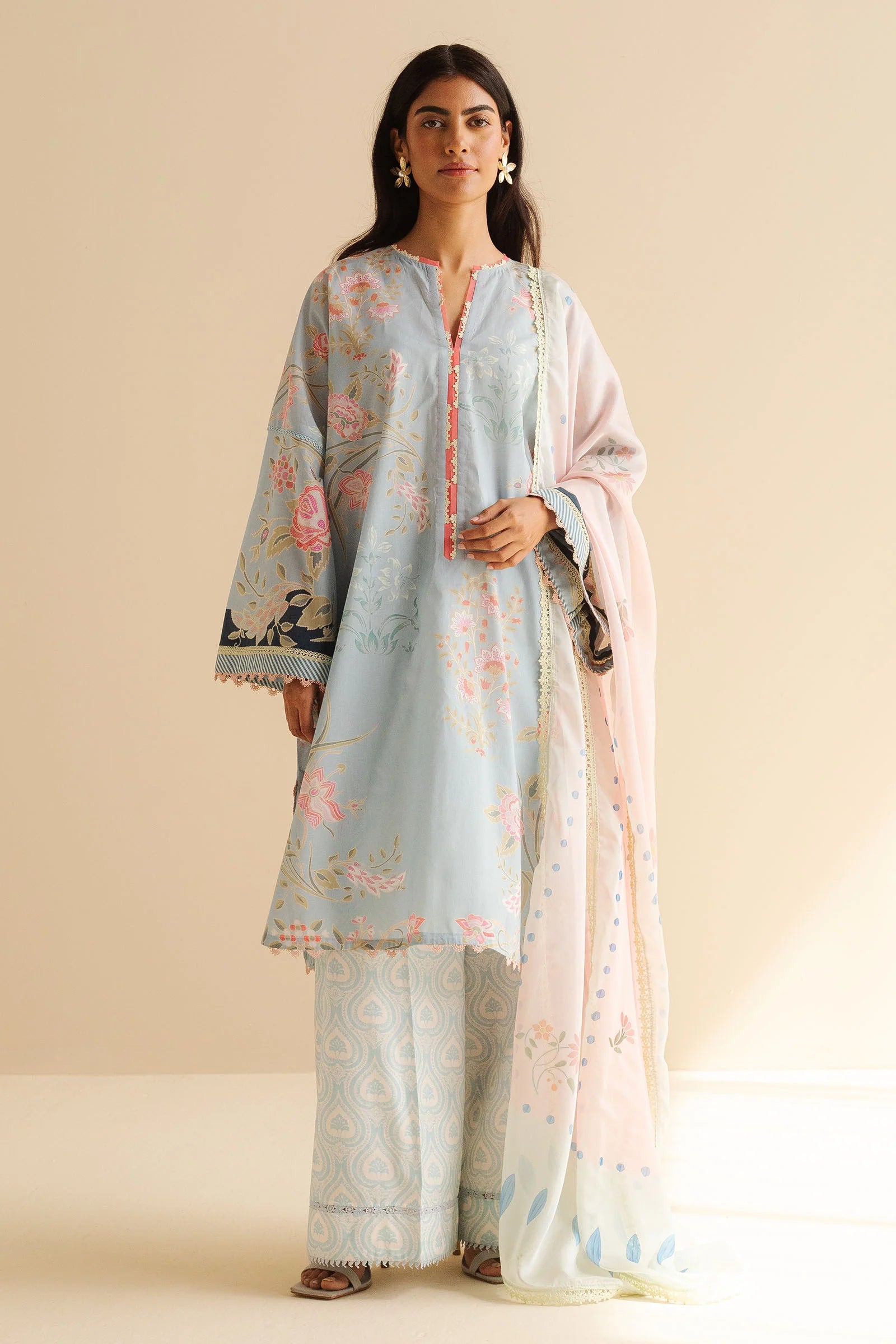 COCO BY Zarasha Jahan - 3PC  Lawn Digital Printed Suit - USME-013024