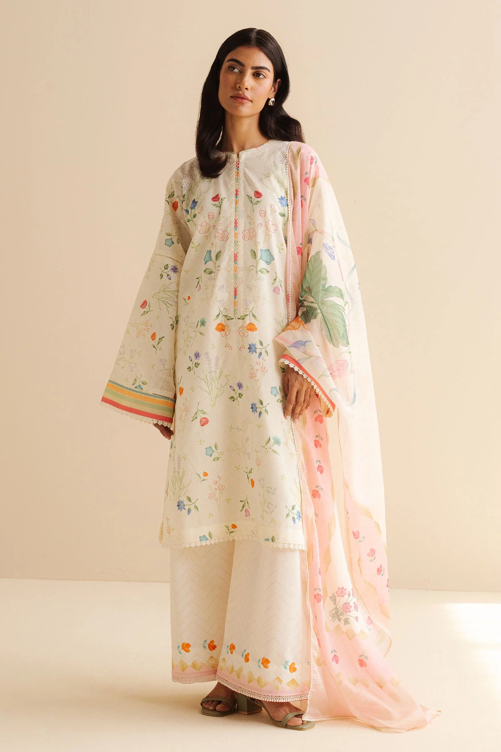 COCO BY Zarasha Jahan - 3PC  Lawn Digital Printed Suit - USME-013022