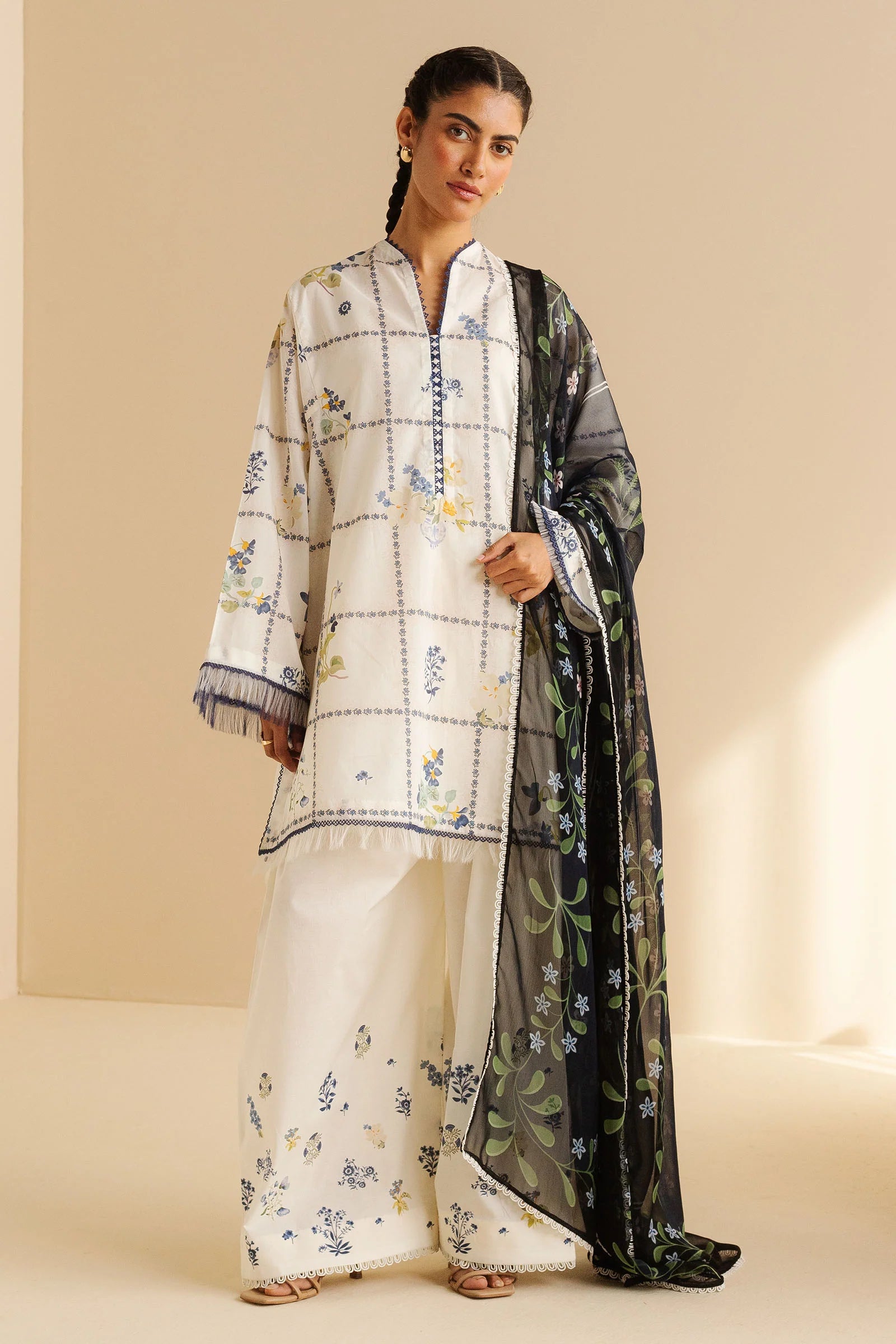 COCO BY Zarasha Jahan - 3PC  Lawn Digital Printed Suit - USME-013021