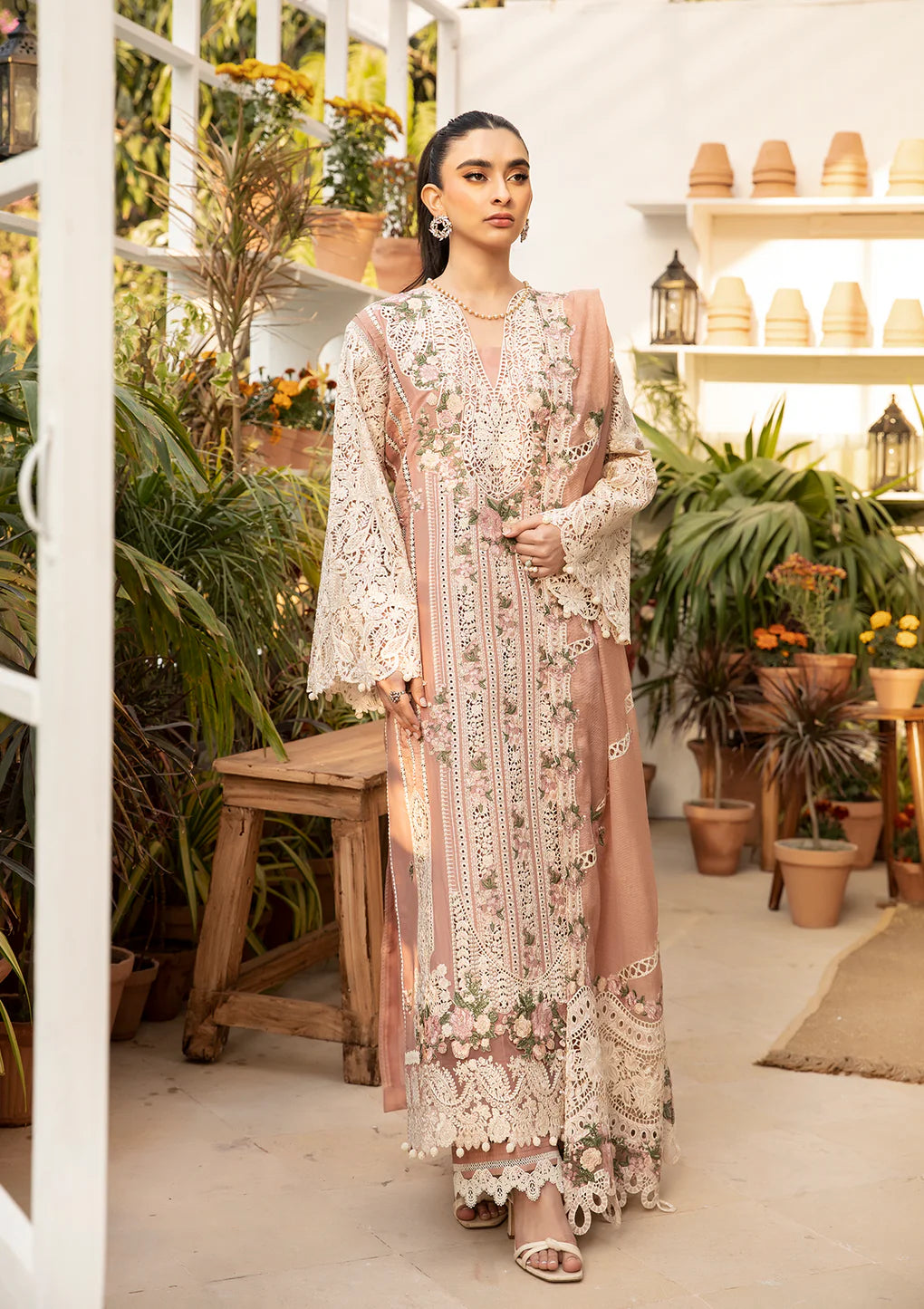 ELAF  - 3PC Dhanak Embroidered Suit - USME-015006