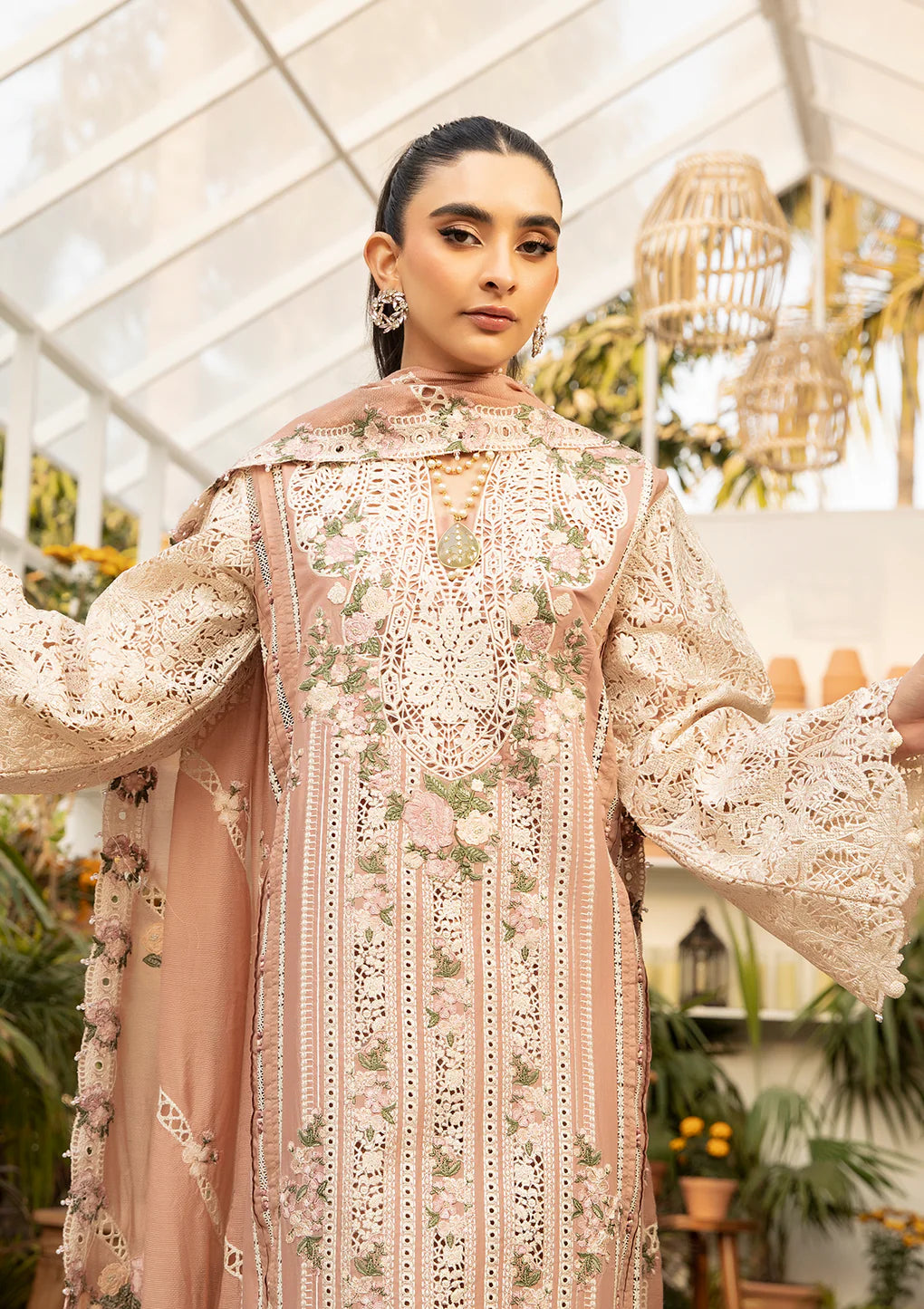 ELAF  - 3PC Dhanak Embroidered Suit - USME-015006