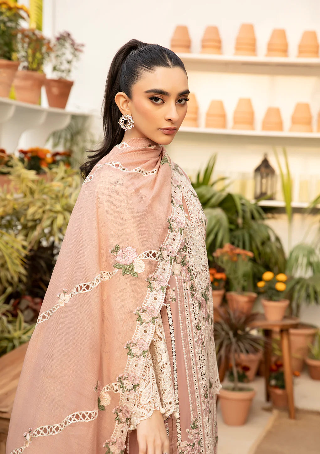 ELAF  - 3PC Dhanak Embroidered Suit - USME-015006
