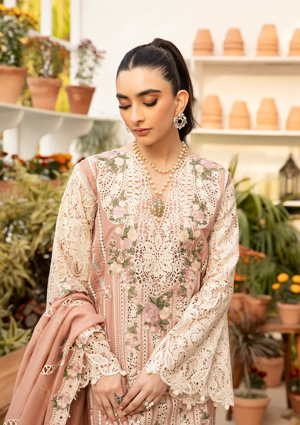 ELAF  - 3PC Dhanak Embroidered Suit - USME-015006