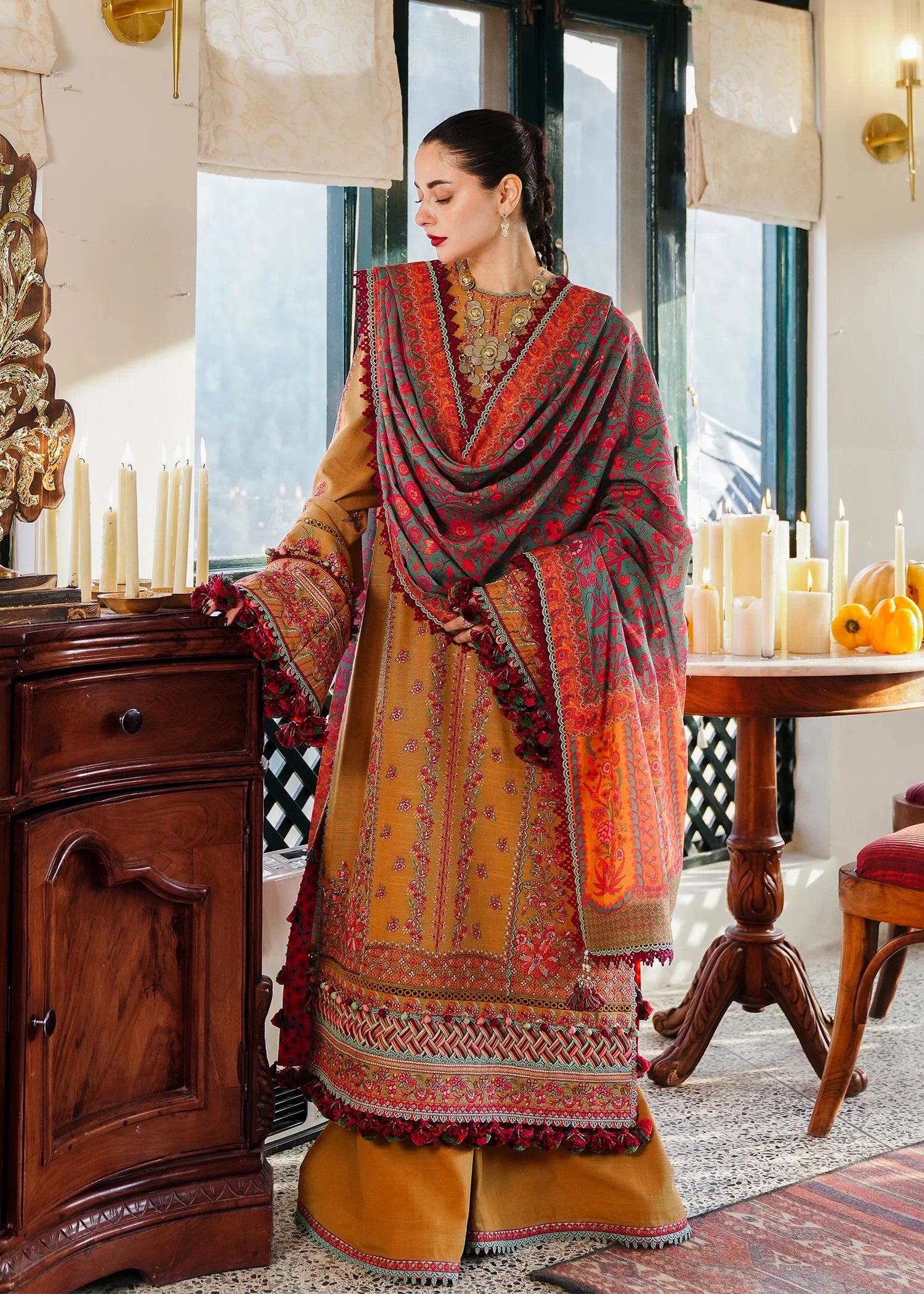 Hussain Rehar - 3PC Luxury Dhanak Embroidered Suit - USME-014096