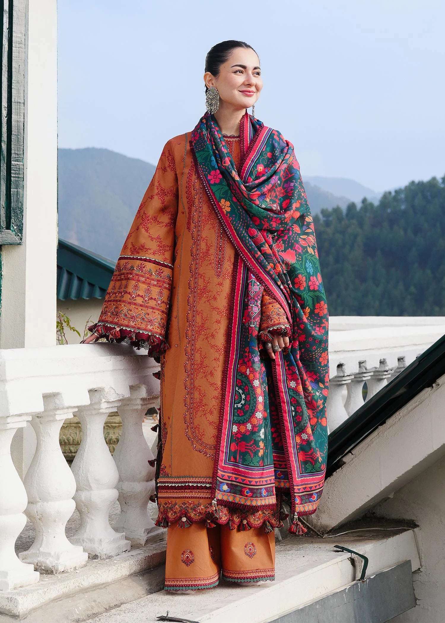 Hussain Rehar - 3PC Luxury Dhanak Embroidered Suit - USME-015034