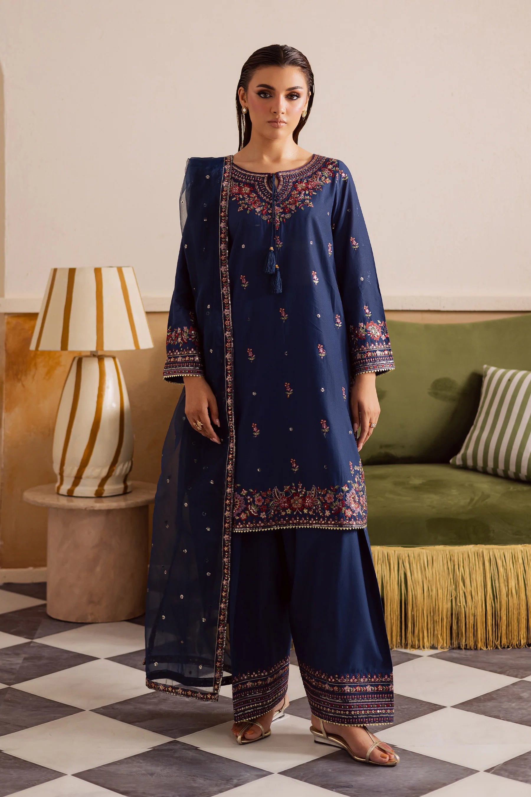 BATIK - 3PC Dhanak Embroidered Suit - USME-015053