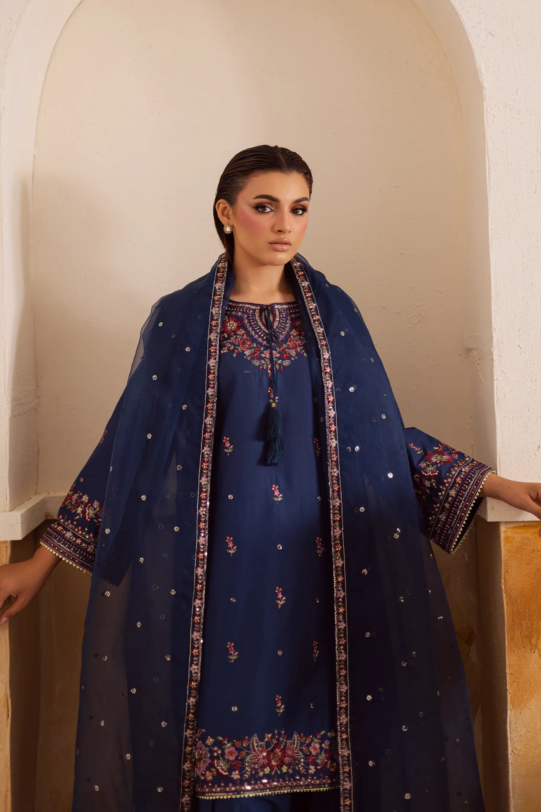 BATIK - 3PC Dhanak Embroidered Suit - USME-015053