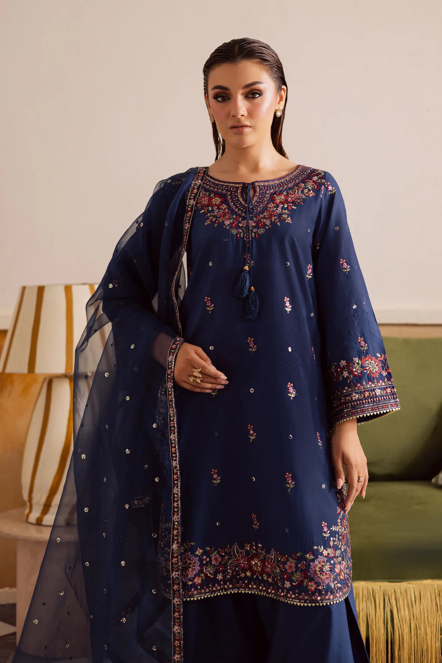 BATIK - 3PC Dhanak Embroidered Suit - USME-015053