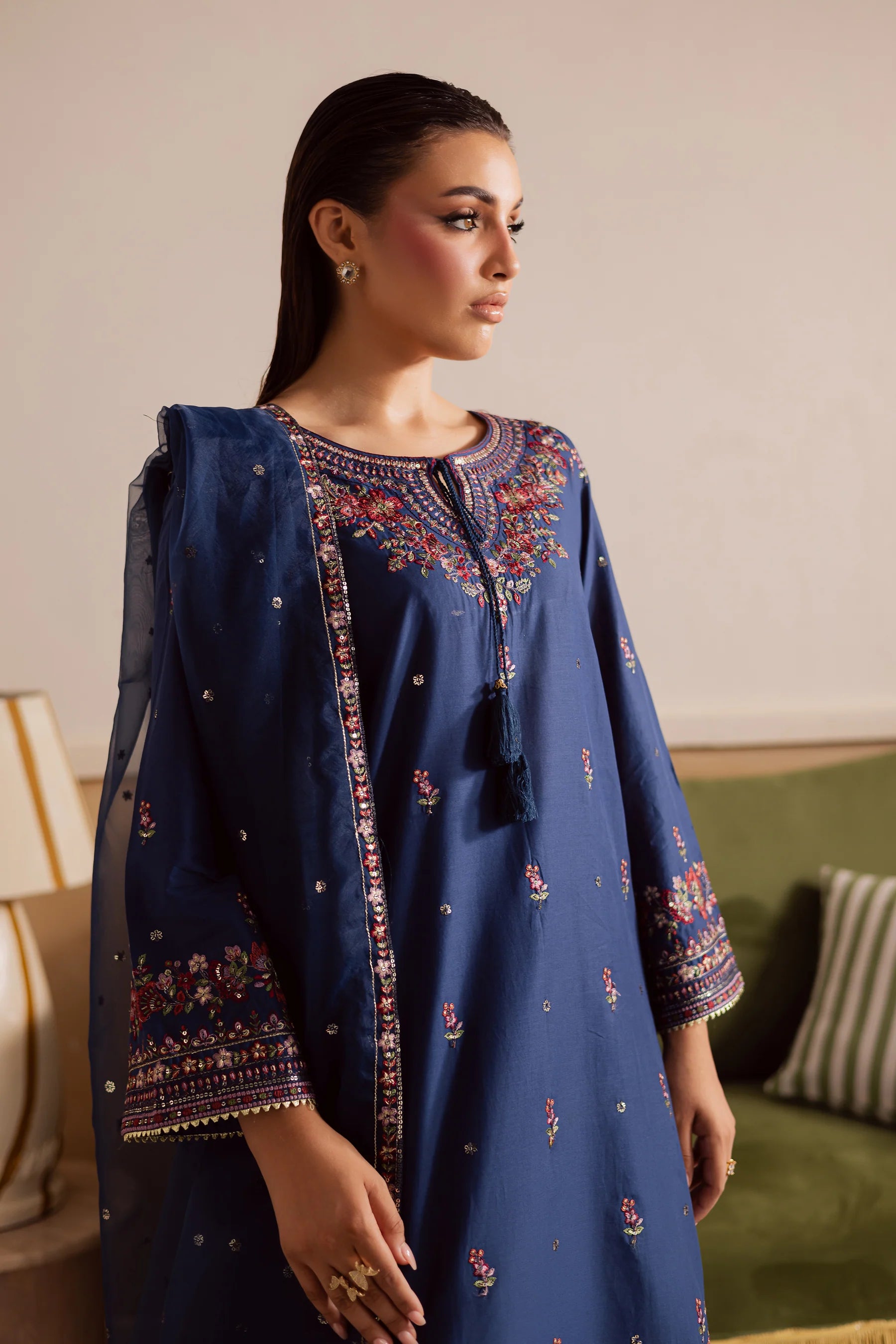 BATIK - 3PC Dhanak Embroidered Suit - USME-015053