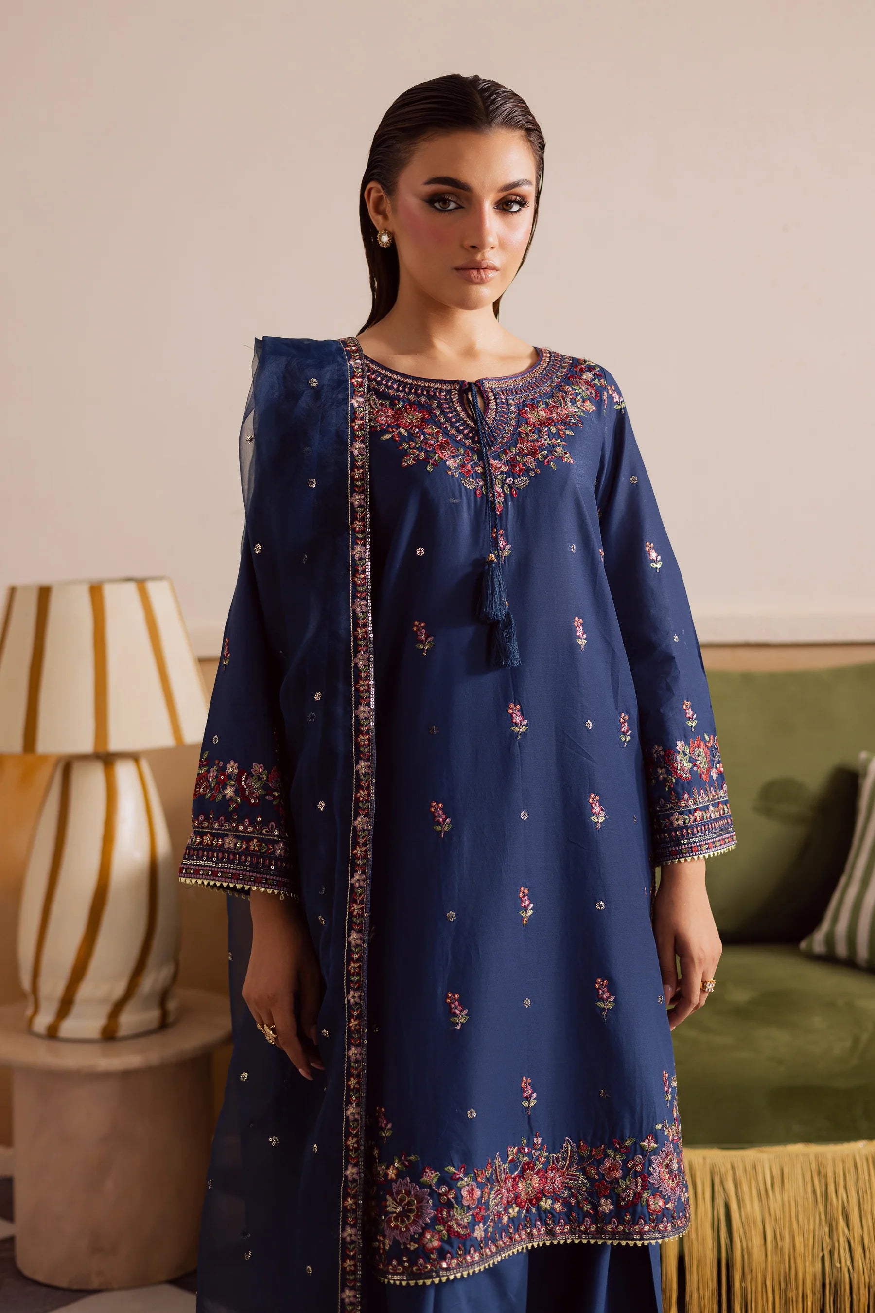 BATIK - 3PC Dhanak Embroidered Suit - USME-015053