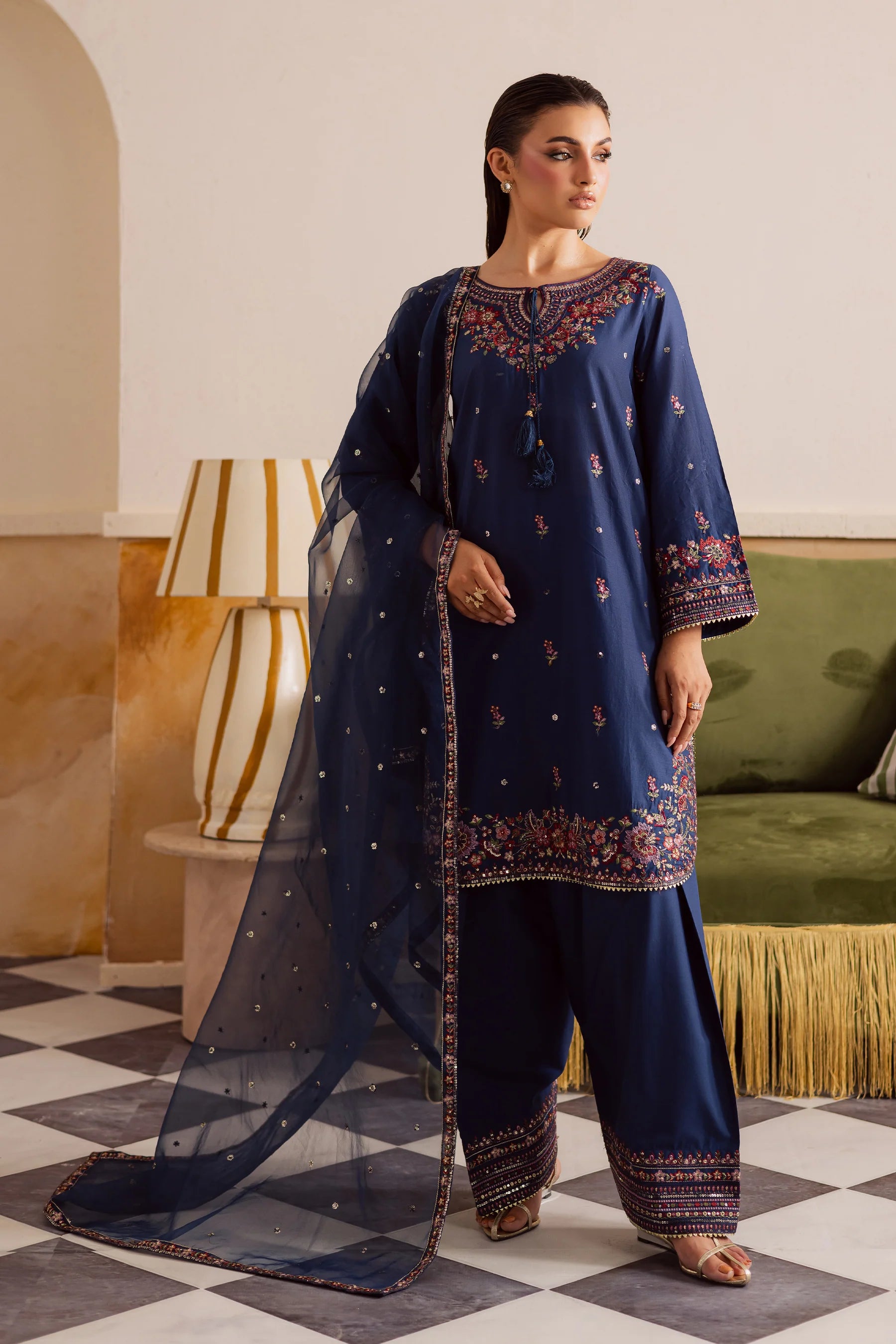 BATIK - 3PC Dhanak Embroidered Suit - USME-015053