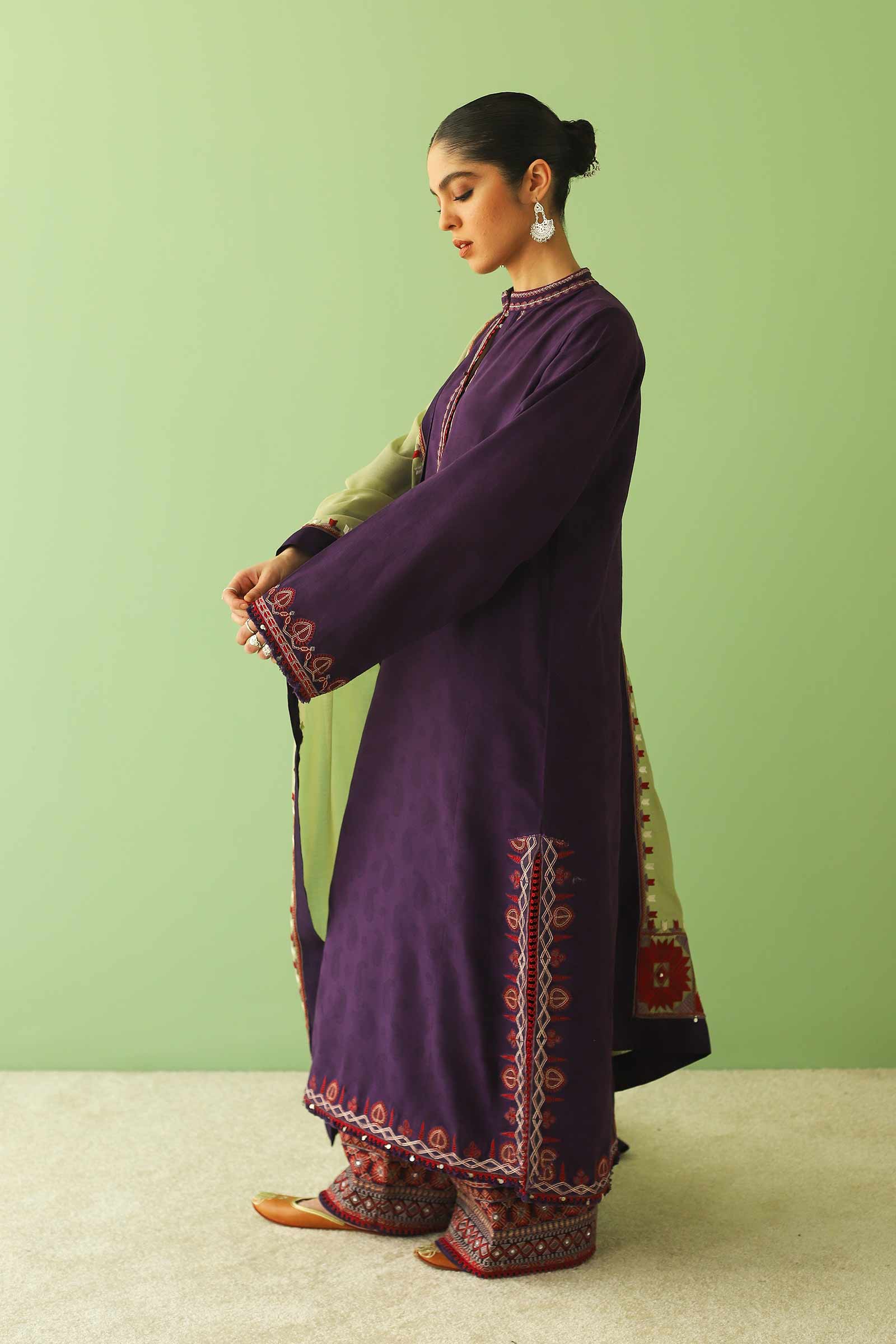 Zara Shahjahan - 3PC Luxury Dhanak Embroidered Suit - USME-015056