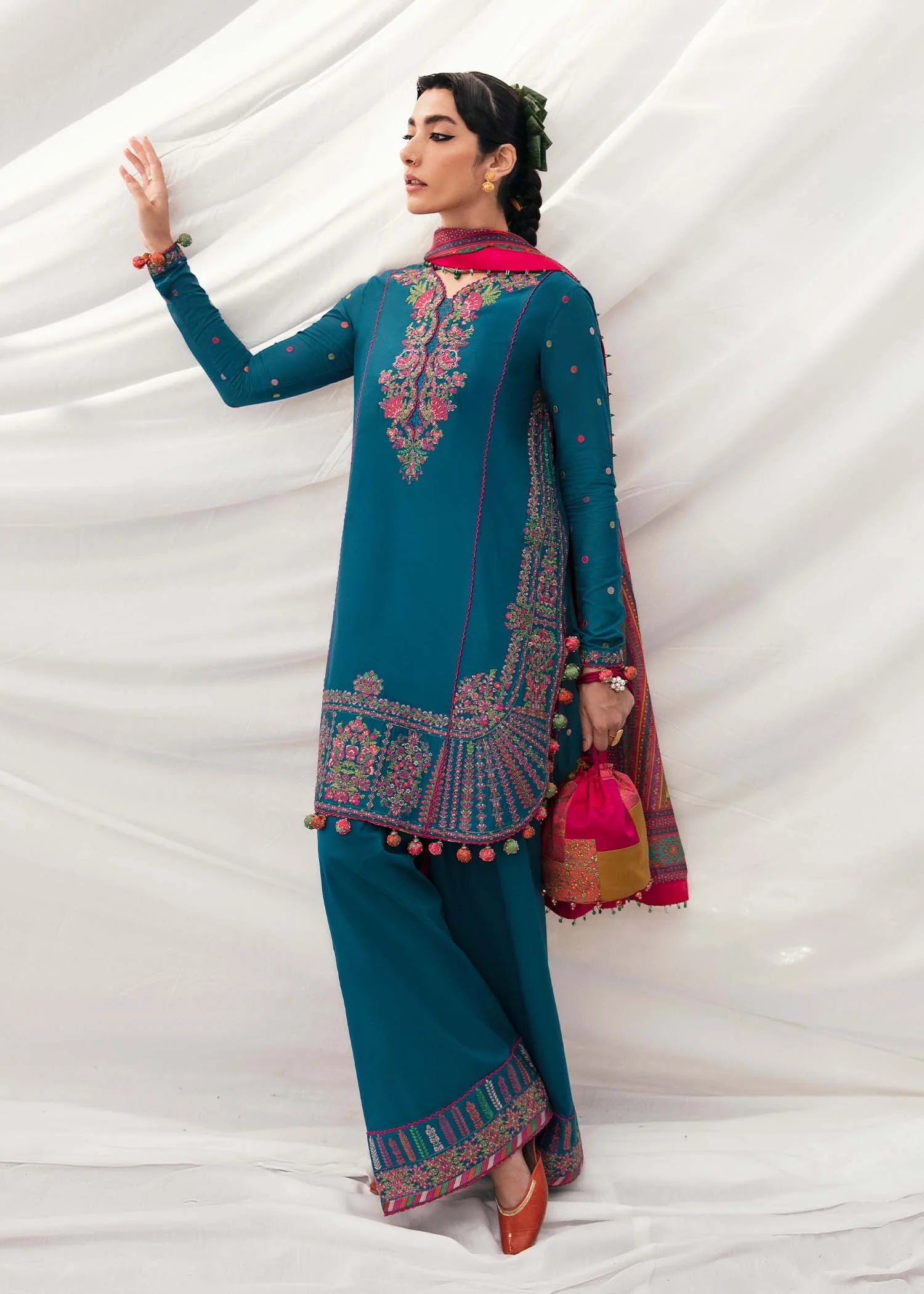 Hussain Rehar - 3PC Luxury Dhanak Embroidered Suit - USME-015057