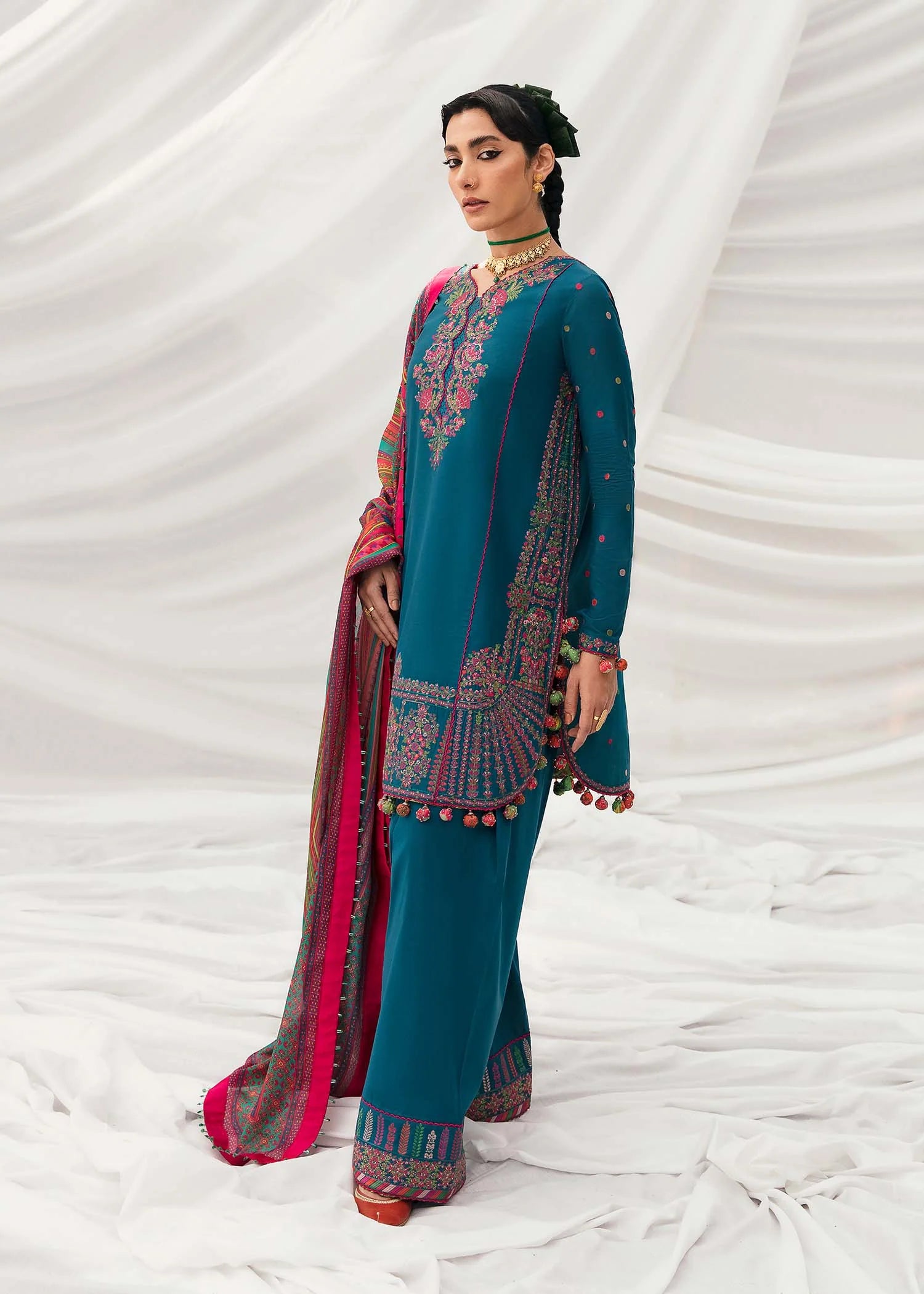 Hussain Rehar - 3PC Luxury Dhanak Embroidered Suit - USME-015057