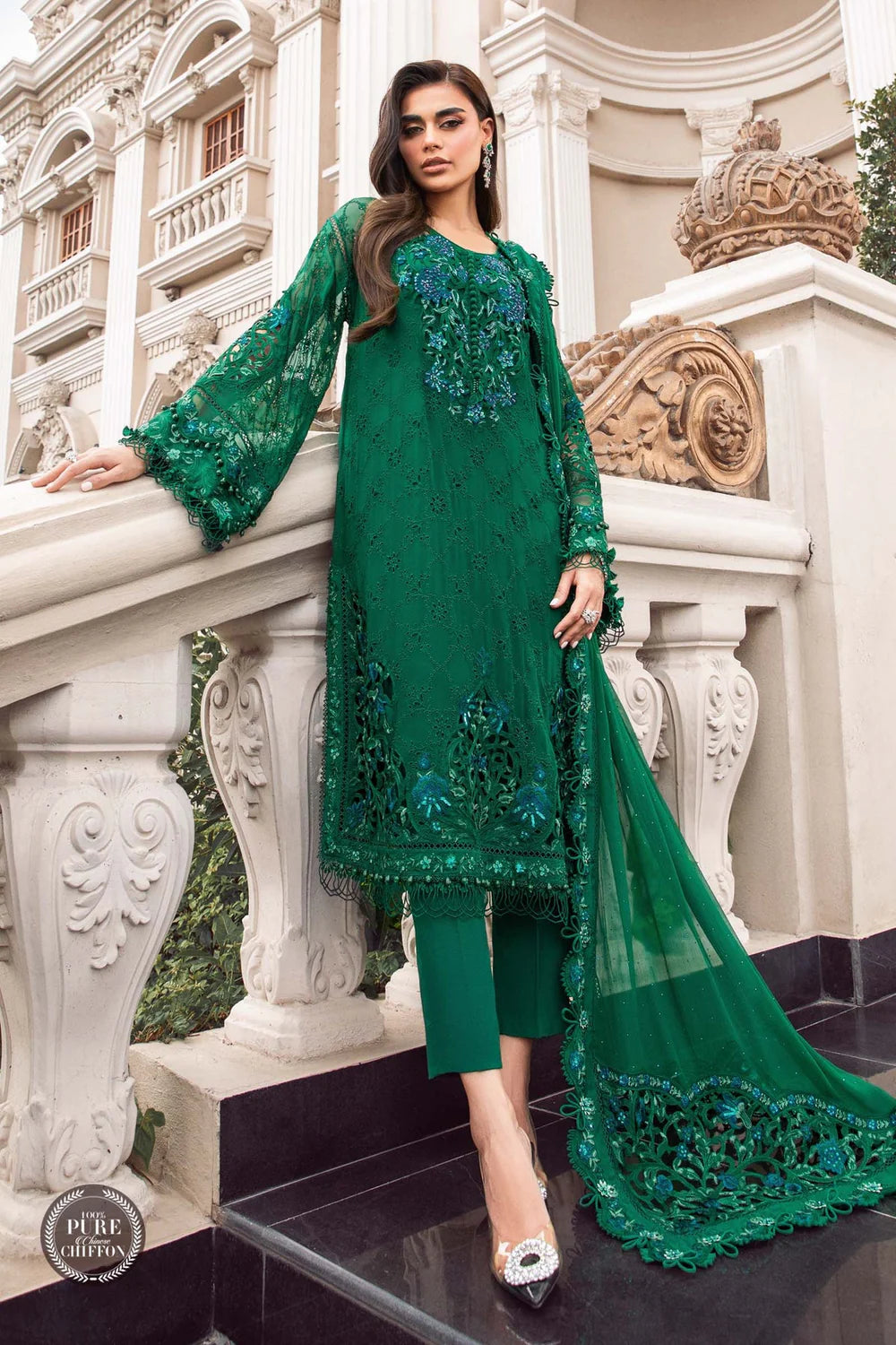 Maria.B - 3PC Luxury Dhanak Embroidered Suit - USME-015058