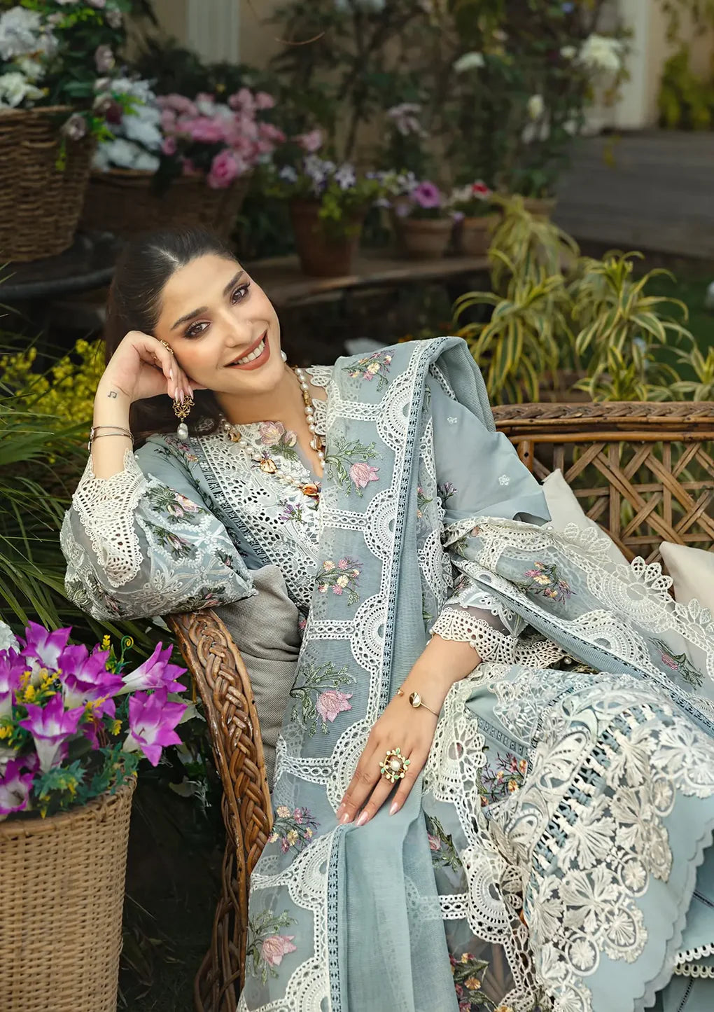 ELAF - 3PC Luxury Dhanak Embroidered Suit - USME-015007