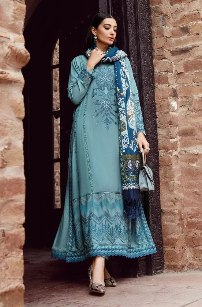 Maria B  - 3PC Dhanak Embroidered Suit - USME-014012