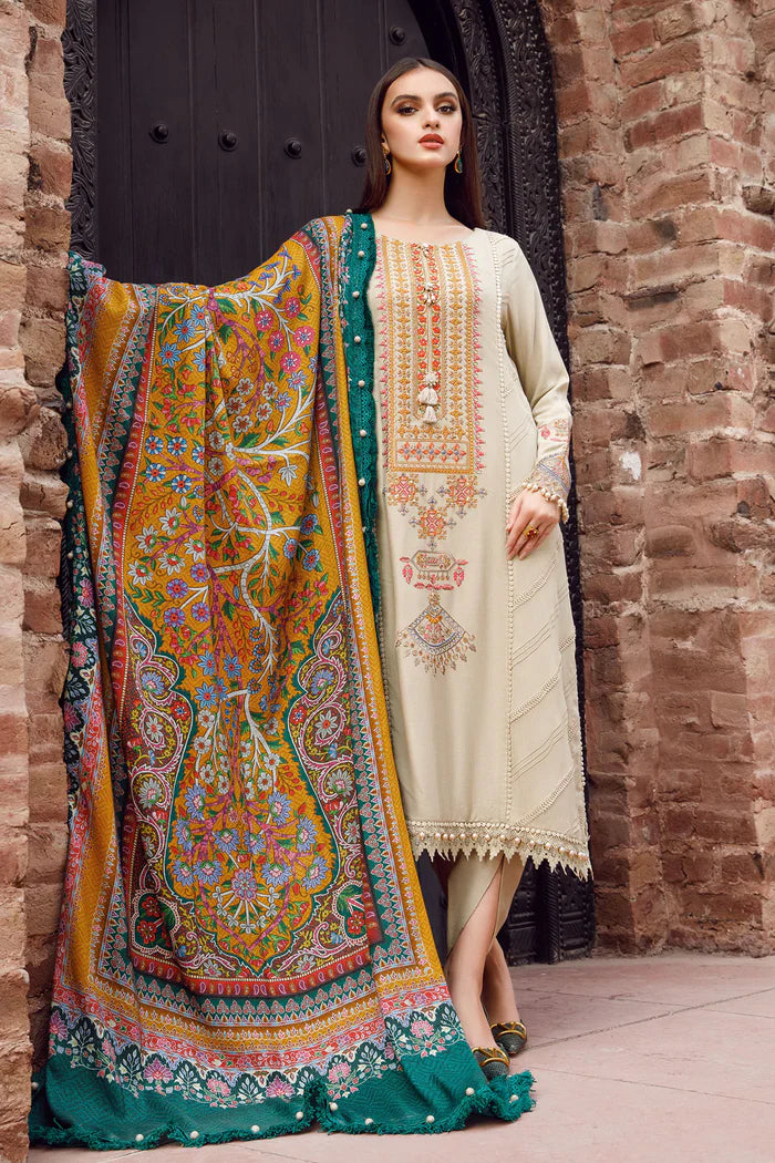 Maria B  - 3PC Dhanak Embroidered Suit - USME-014015