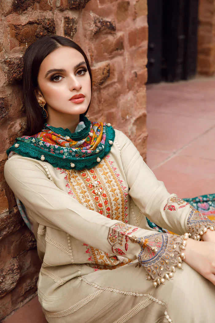 Maria B  - 3PC Dhanak Embroidered Suit - USME-014015