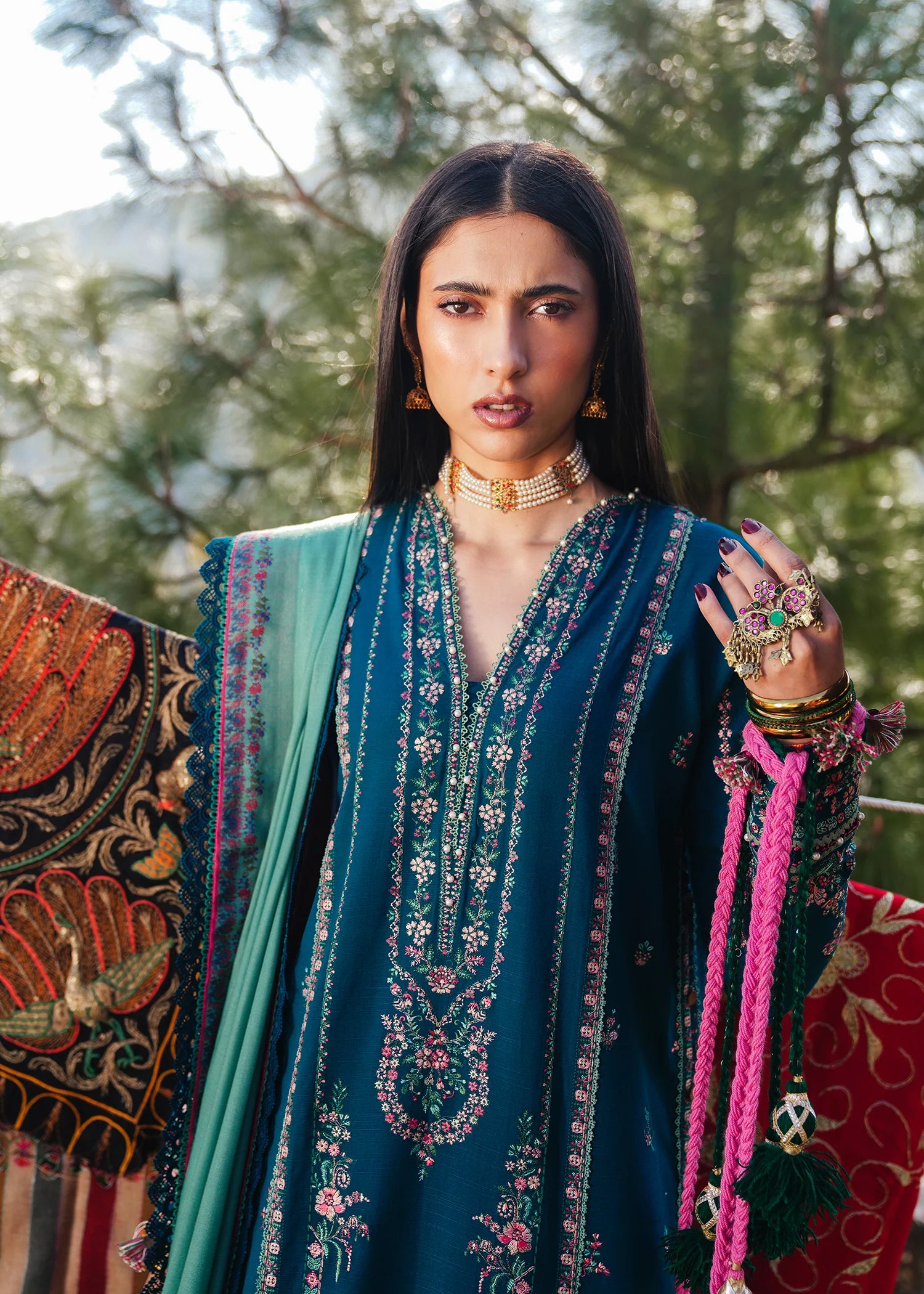 Hussain Rehar - 3PC Luxury Dhanak Embroidered Suit - USME-014034