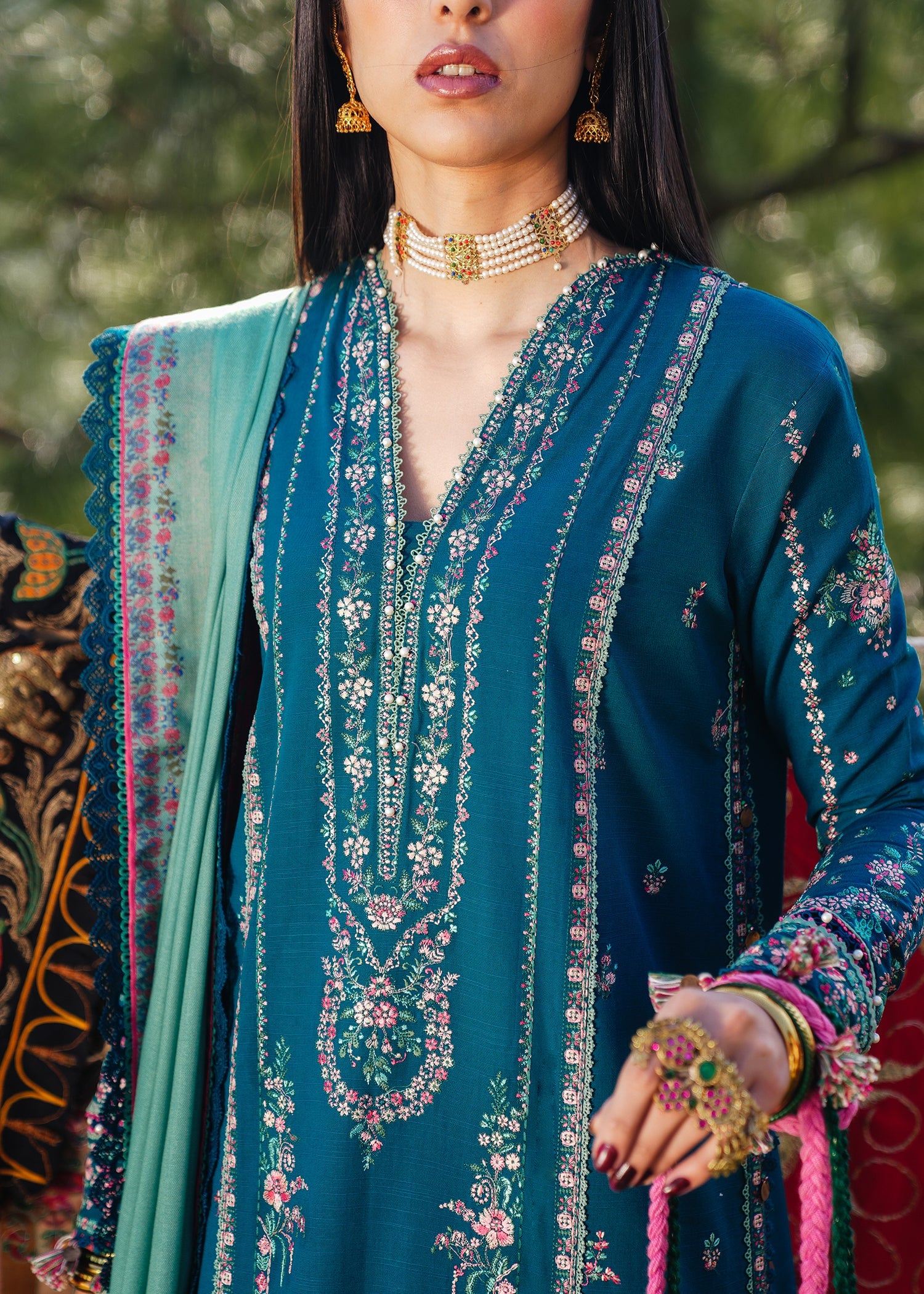 Hussain Rehar - 3PC Luxury Dhanak Embroidered Suit - USME-014034