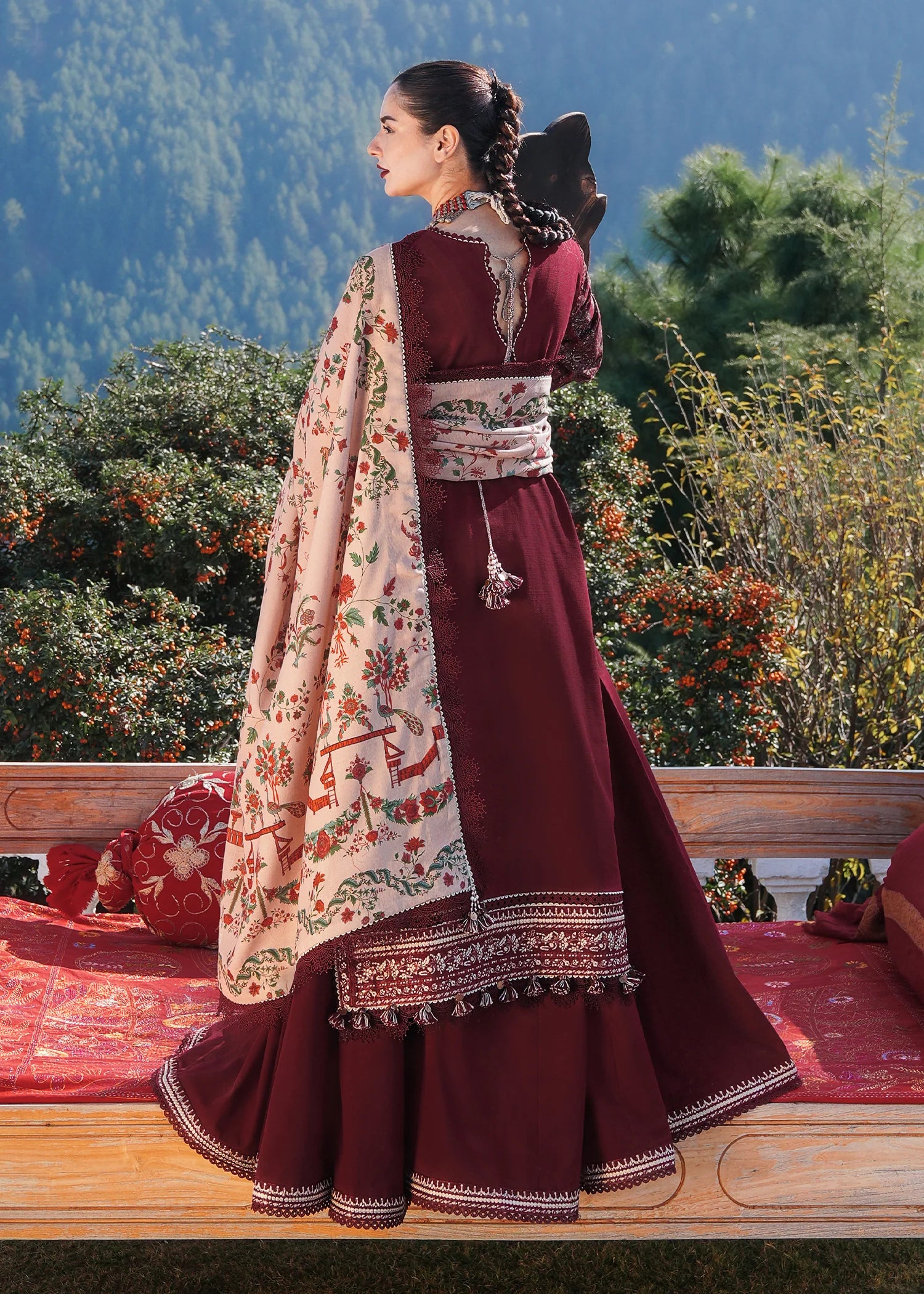 Hussain Rehar - 3PC Luxury Dhanak Embroidered Suit - USME-014035