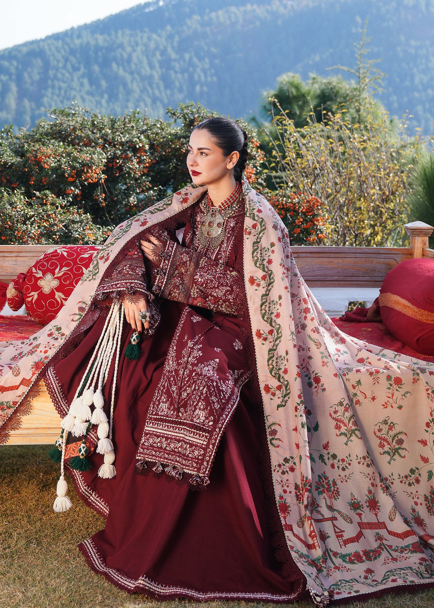 Hussain Rehar - 3PC Luxury Dhanak Embroidered Suit - USME-014035