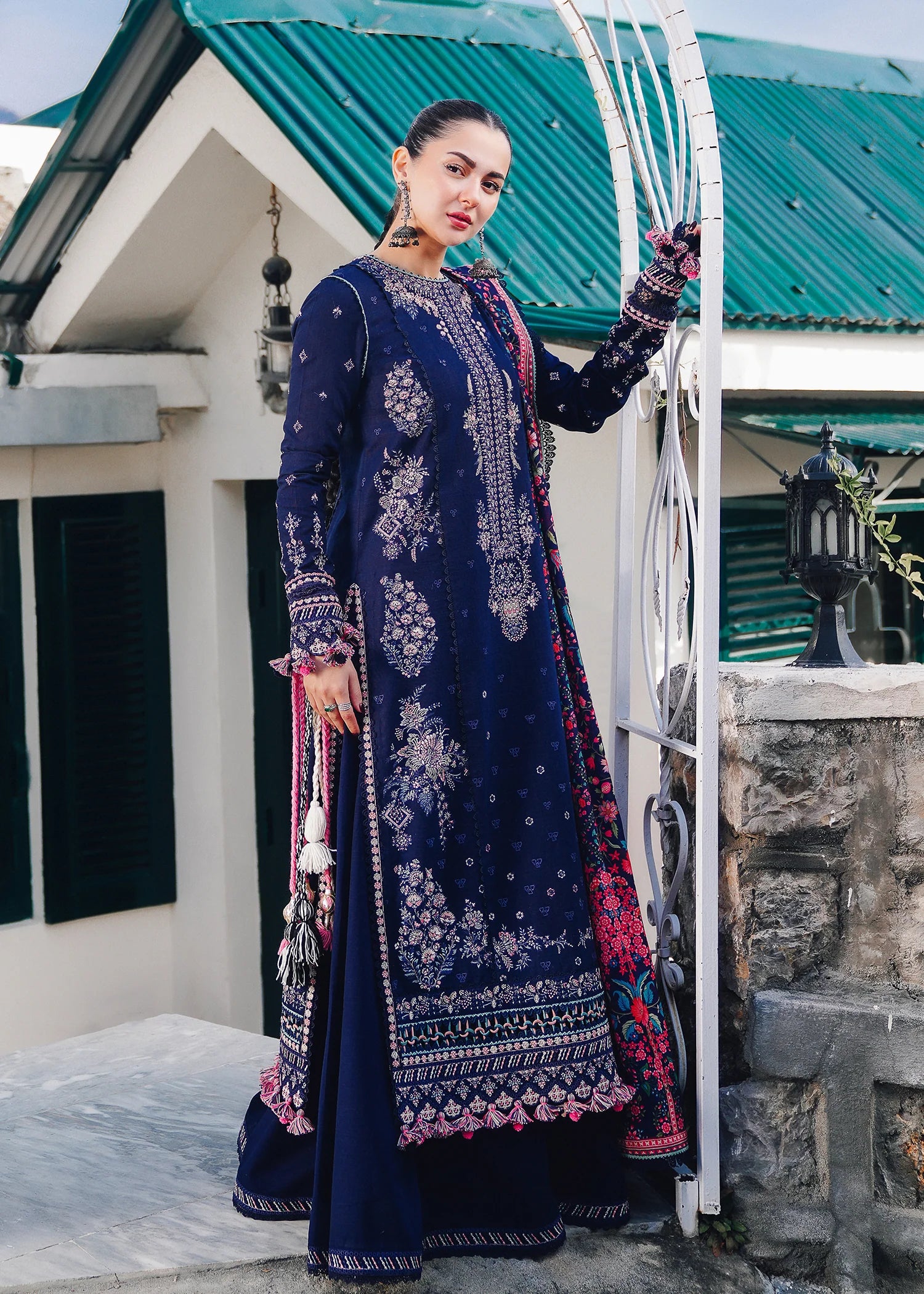 Hussain Rehar - 3PC Luxury Dhanak Embroidered Suit - USME-014036