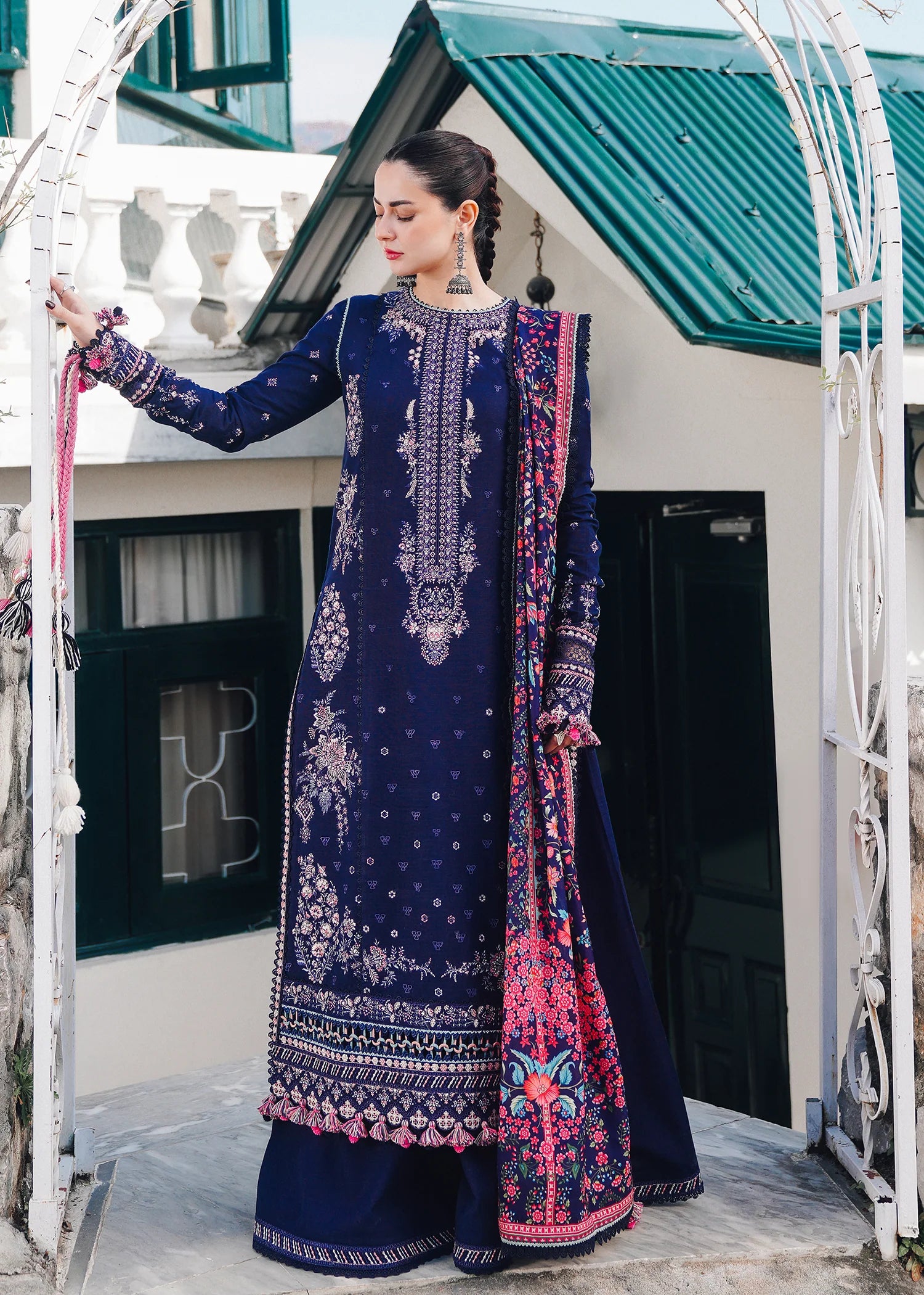 Hussain Rehar - 3PC Luxury Dhanak Embroidered Suit - USME-014036