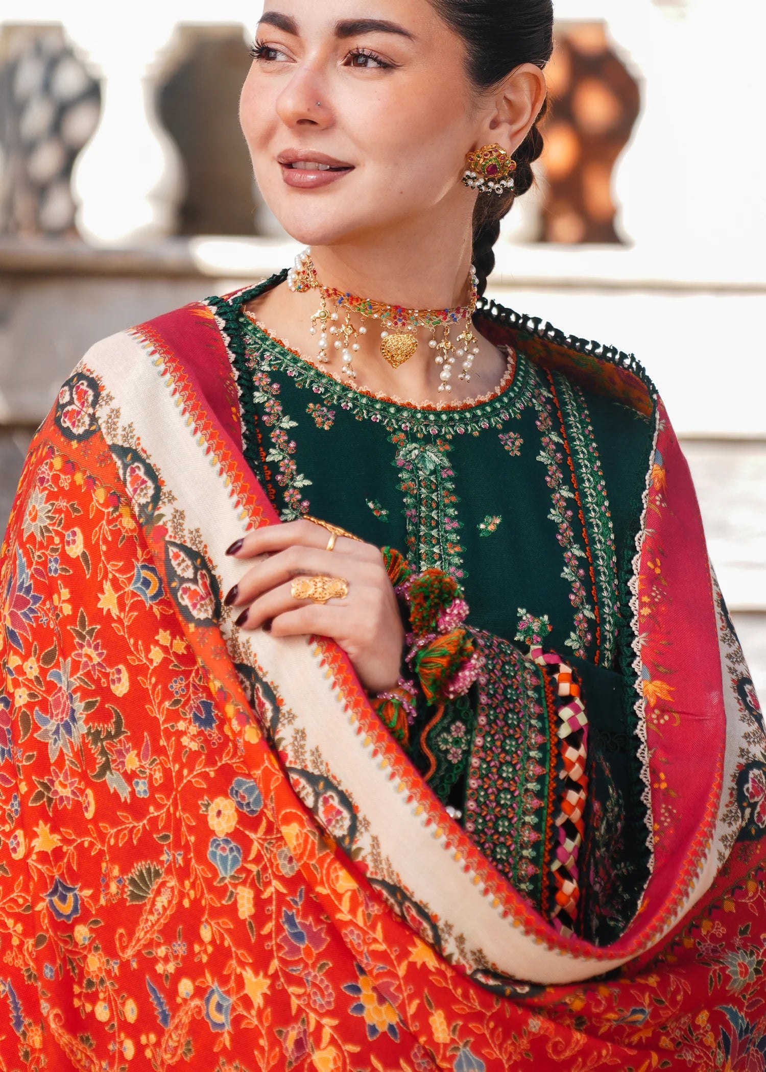 Hussain Rehar - 3PC Luxury Dhanak Embroidered Suit - USME-014047