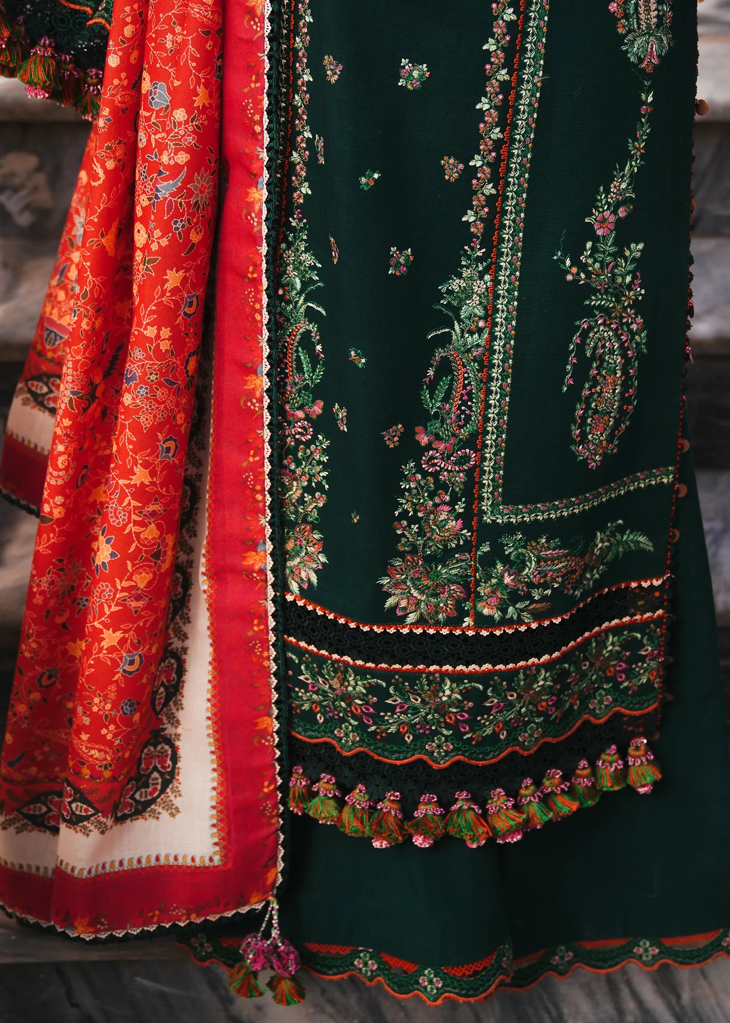 Hussain Rehar - 3PC Luxury Dhanak Embroidered Suit - USME-014047
