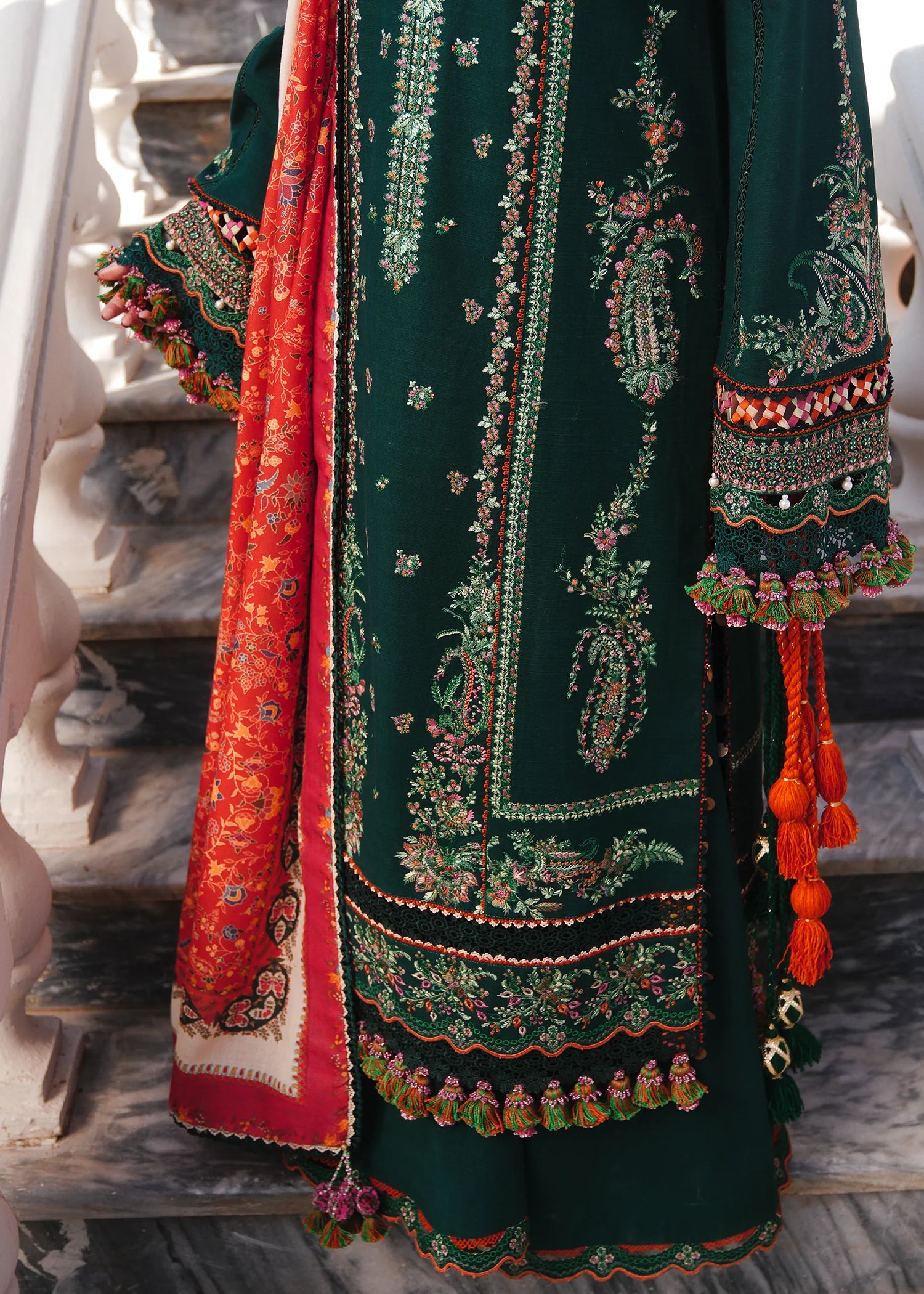 Hussain Rehar - 3PC Luxury Dhanak Embroidered Suit - USME-014047