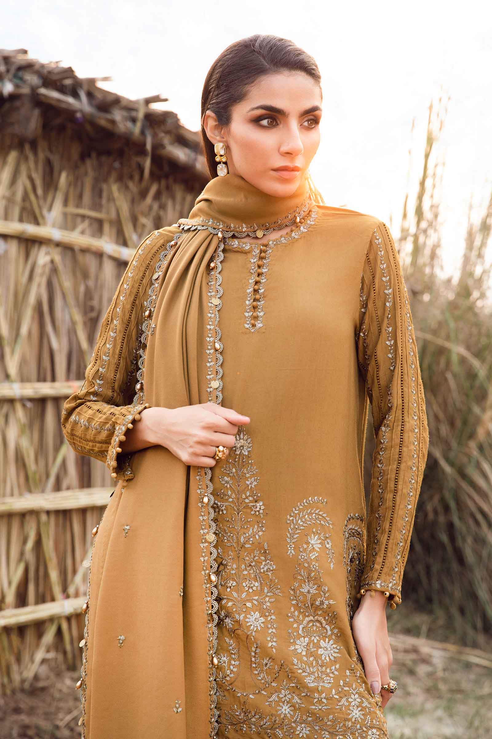 MARIA.B - 3PC Dhanak Embroidered Suit - USME-014089