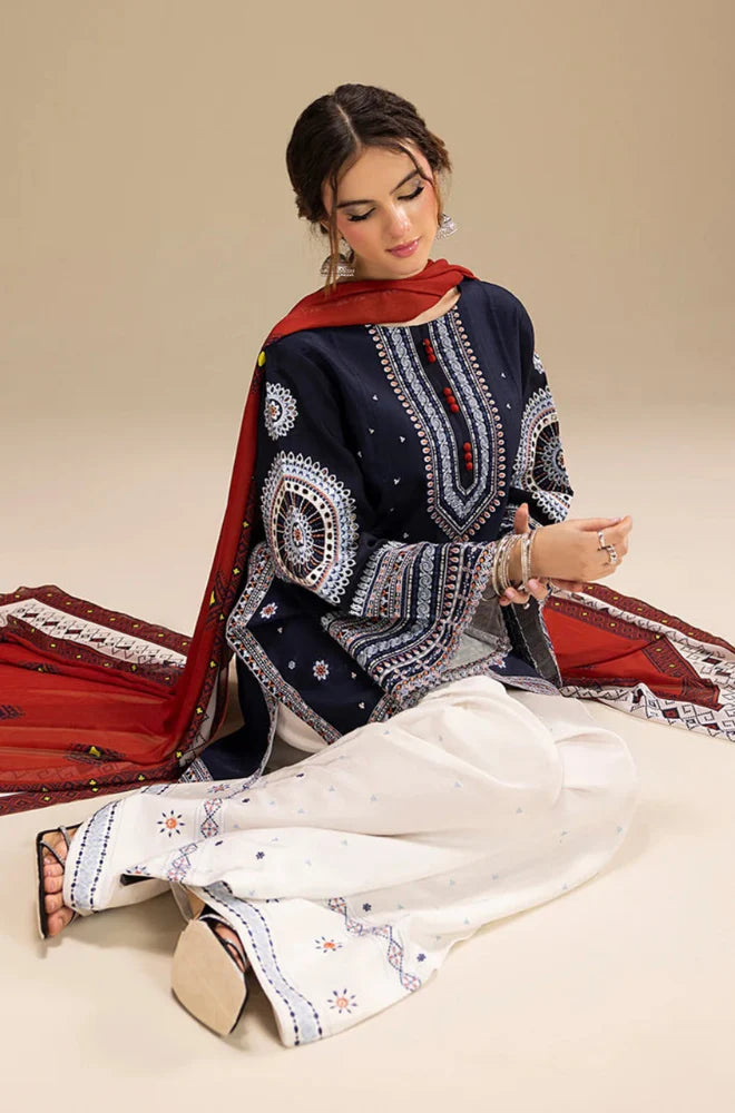Jazmin - 3PC Dhanak Embroidered Suit - USME-014094